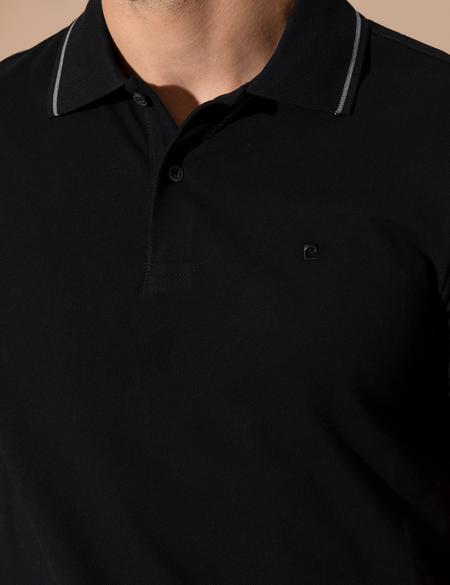 Siyah Slim Fit Polo Yaka Basic Tişört - 50252448014
