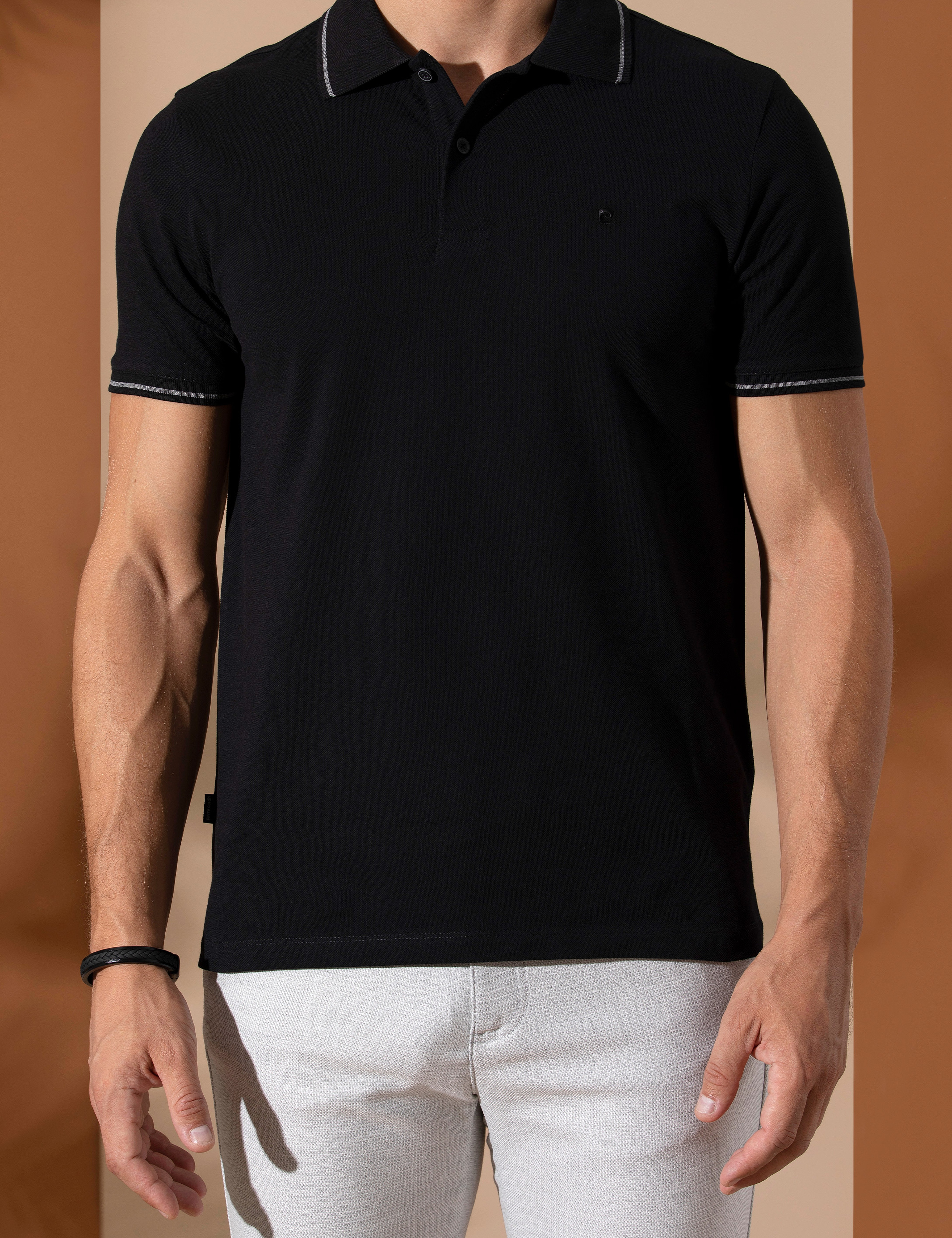 Siyah Slim Fit %100 Pamuk Polo Yaka Basic Tişört - Image 6