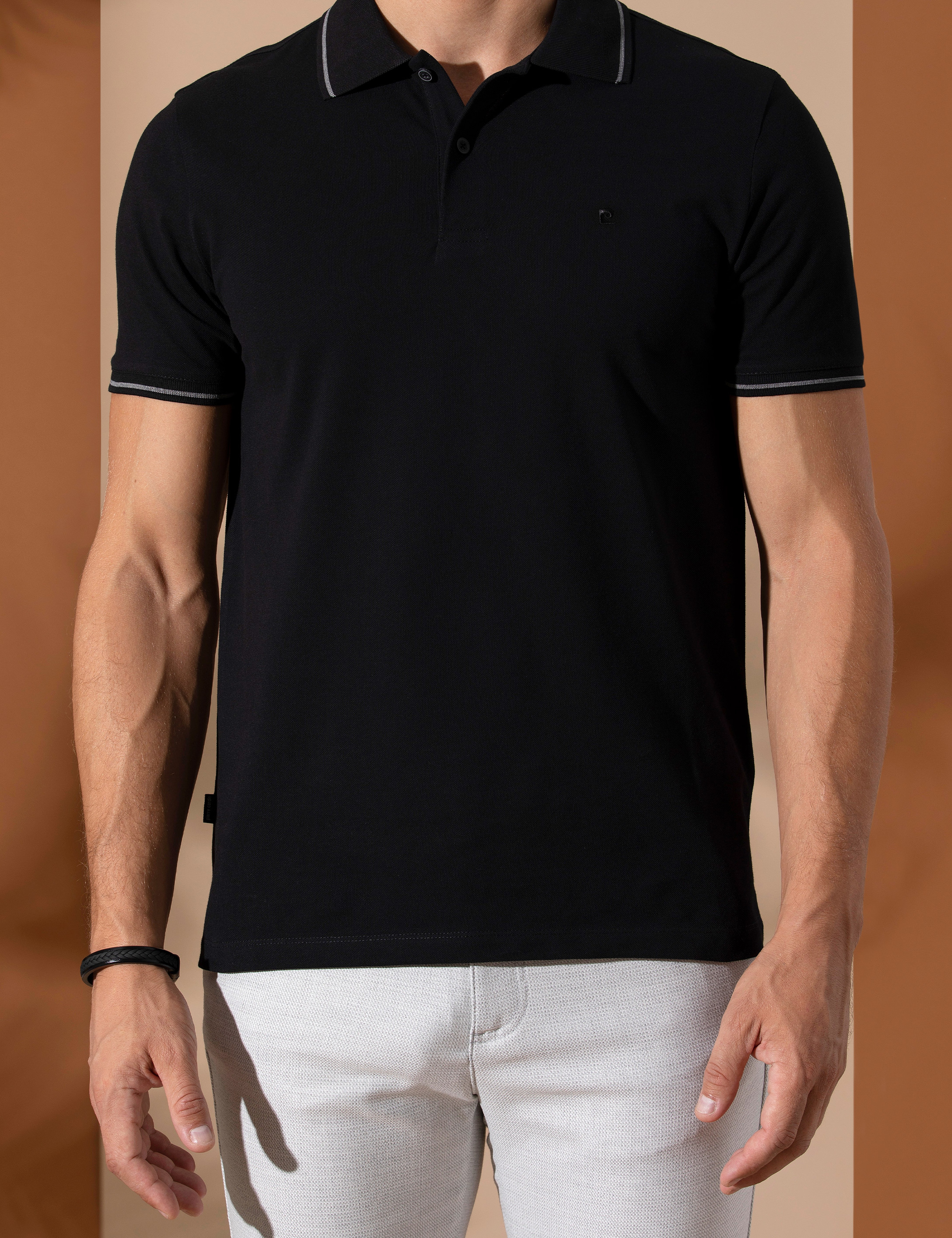 Siyah Slim Fit %100 Pamuk Polo Yaka Basic Tişört