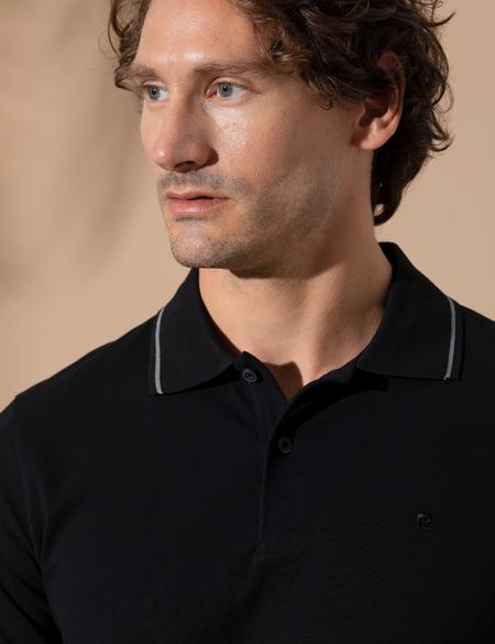 Siyah Slim Fit Polo Yaka Basic Tişört - 50252448014