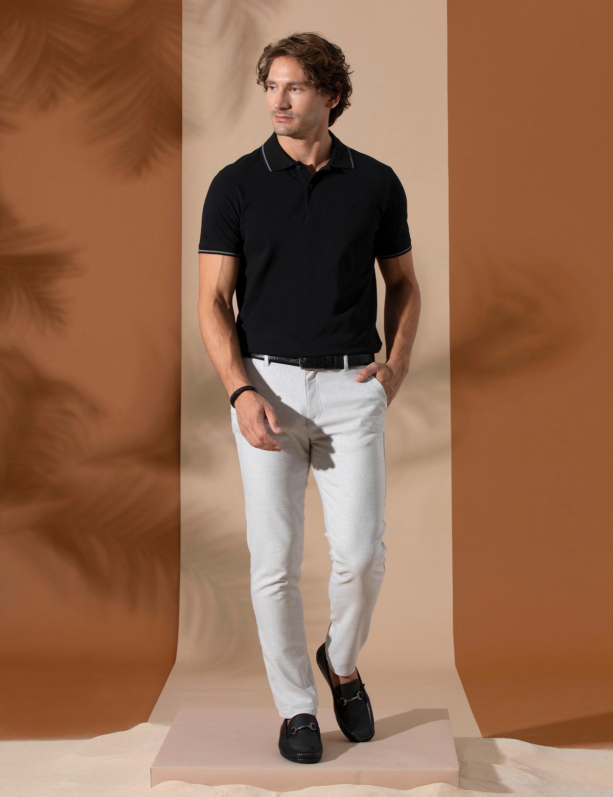 Siyah Slim Fit Polo Yaka Basic Tişört