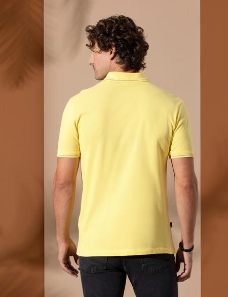 Sarı Slim Fit Polo Yaka Basic Tişört - 50252448127