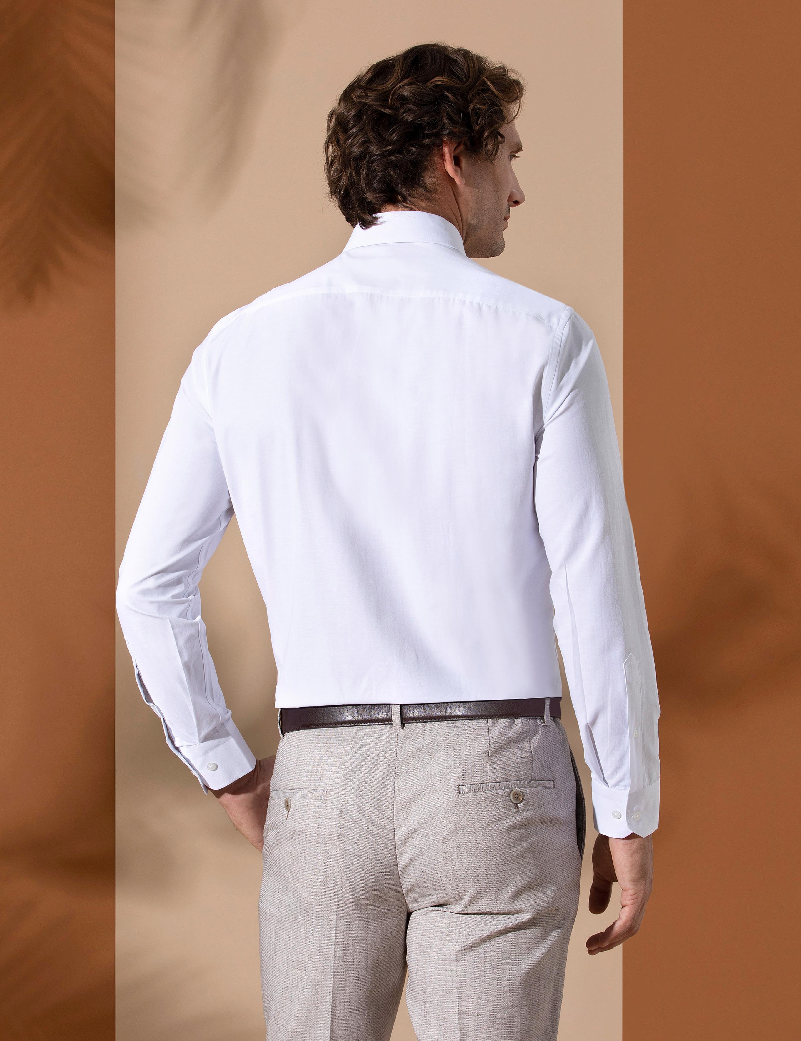 Beyaz Slim Fit Uzun Kollu Klasik Gömlek