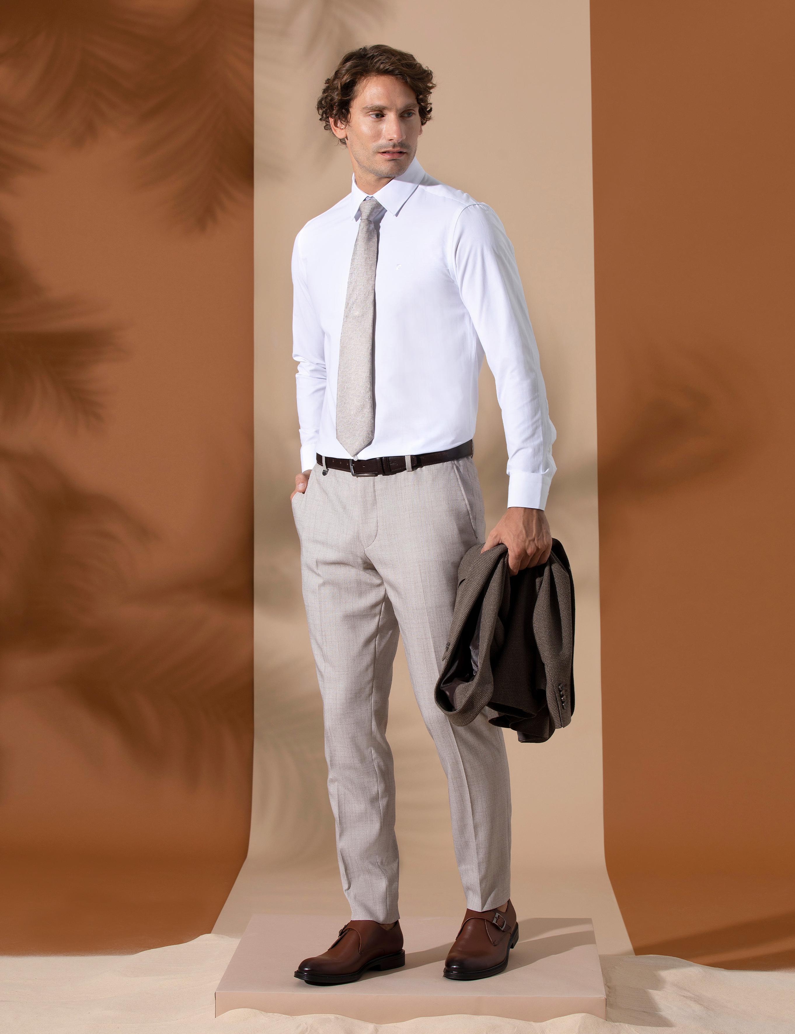 Beyaz Slim Fit Uzun Kollu Klasik Gömlek