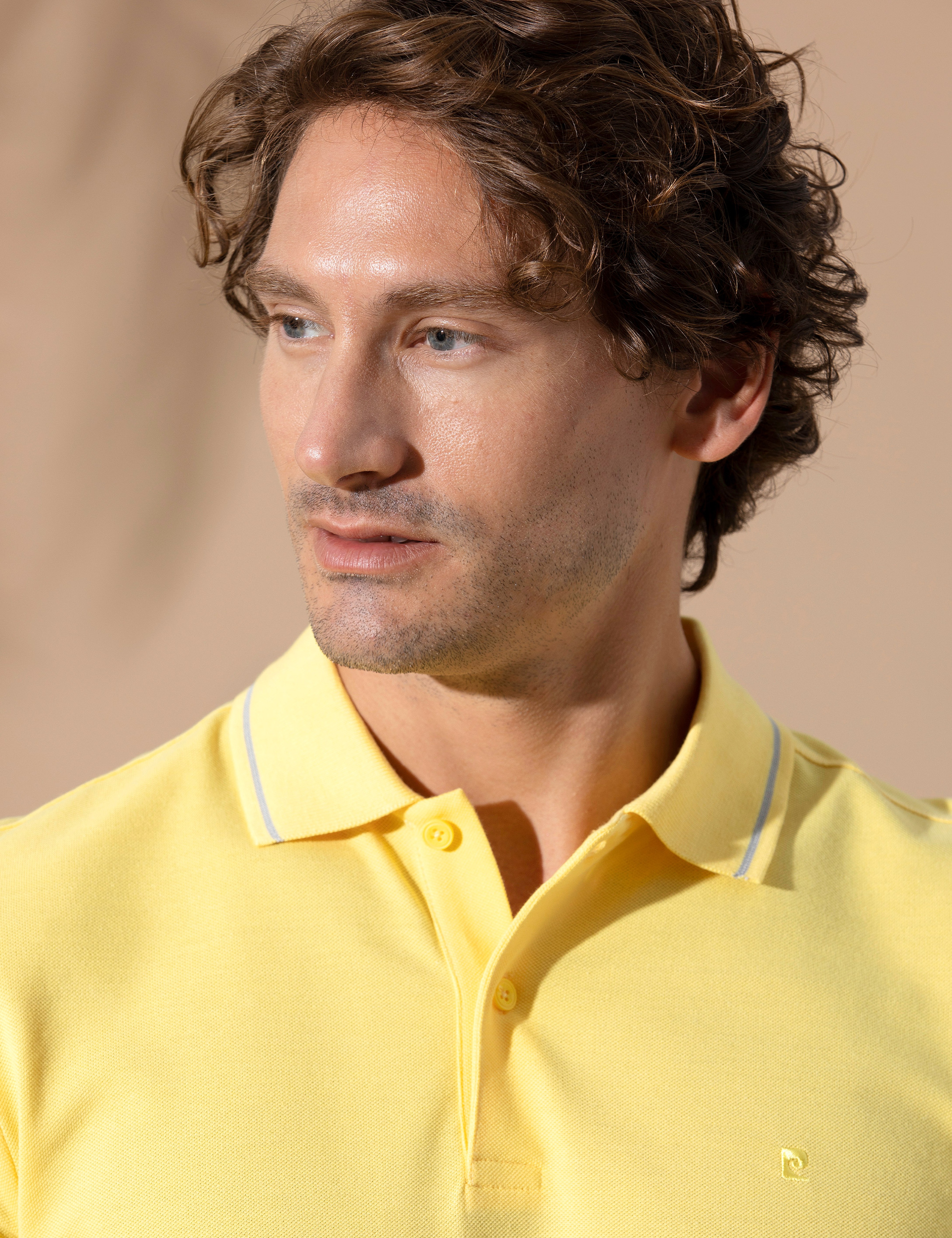 Sarı Slim Fit Polo Yaka Basic Tişört - Image 3