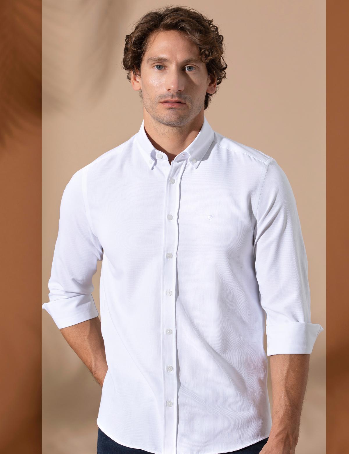 Beyaz Slim Fit Oxford Gömlek - 50258968032