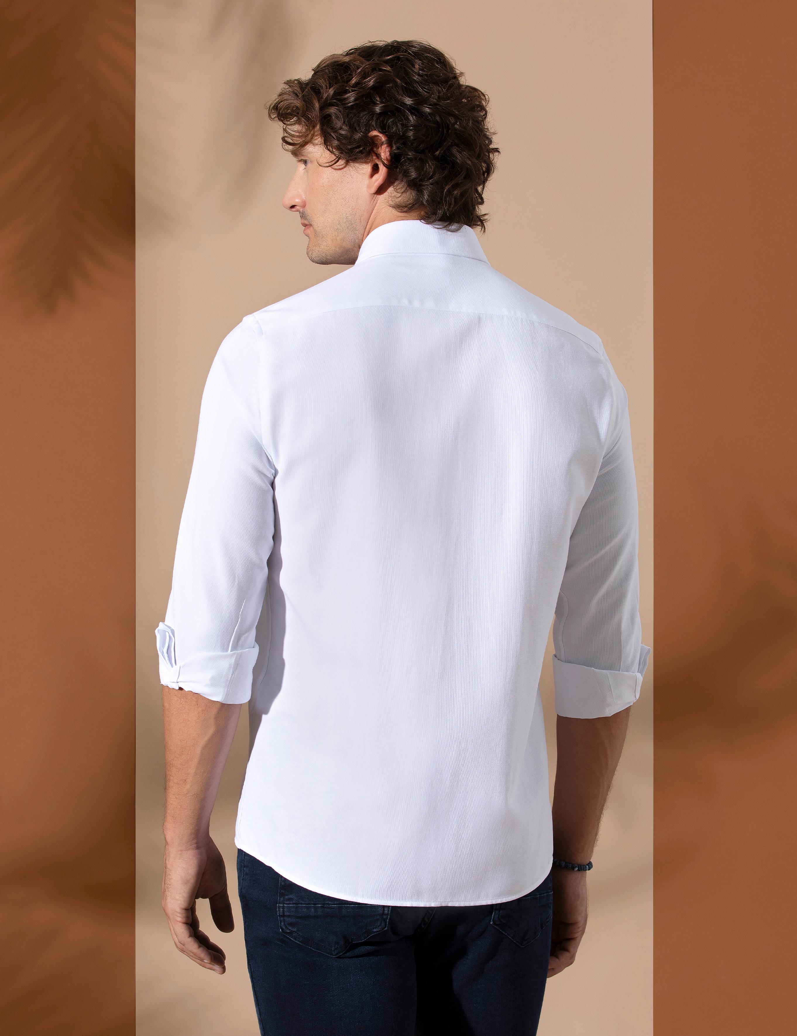 Beyaz Slim Fit Oxford Gömlek