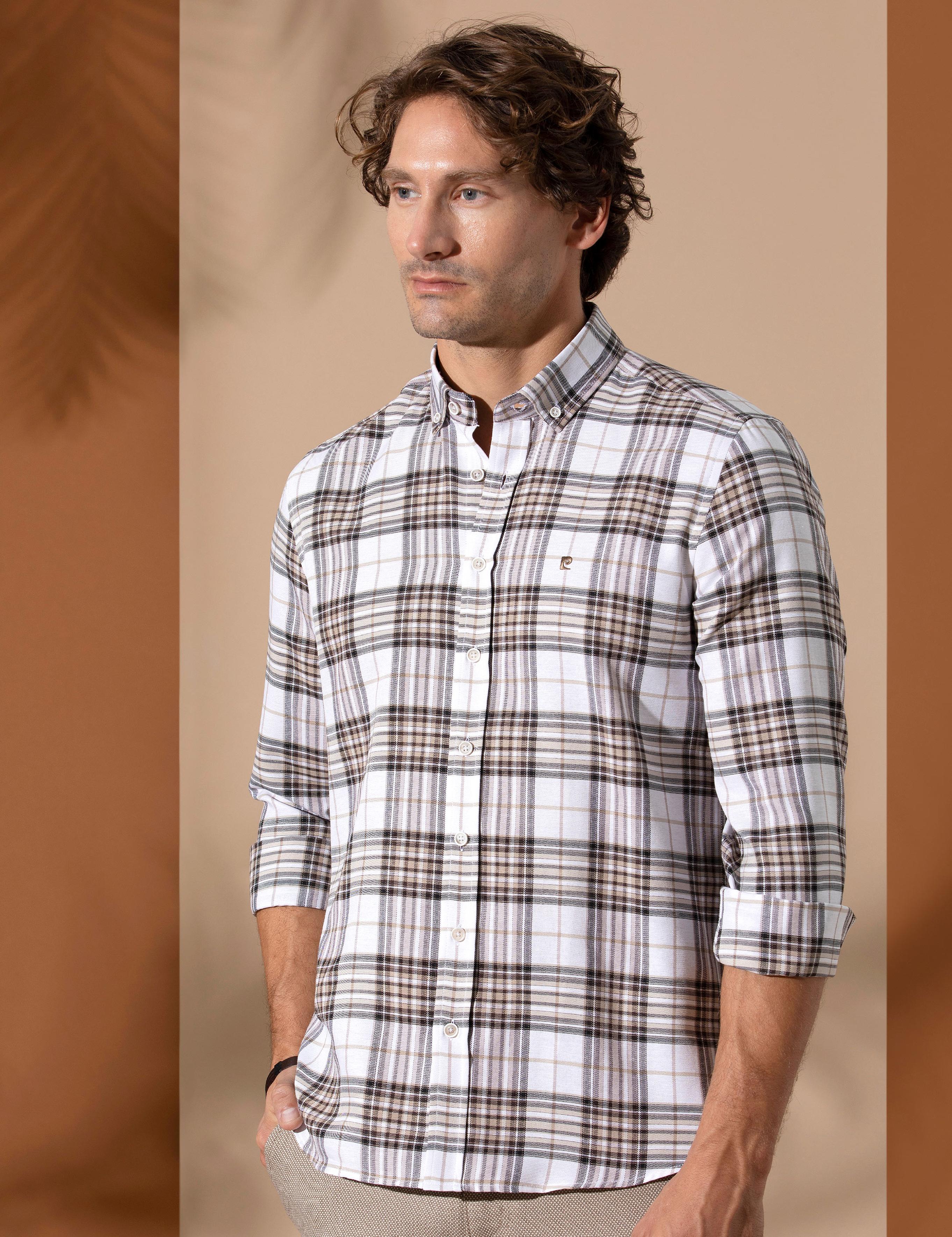 Kahverengi Slim Fit Uzun Kollu Gömlek