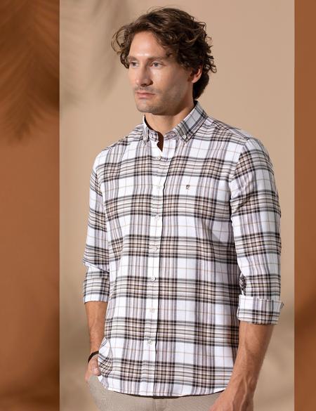 Kahverengi Slim Fit Uzun Kollu Gömlek - 50255295009