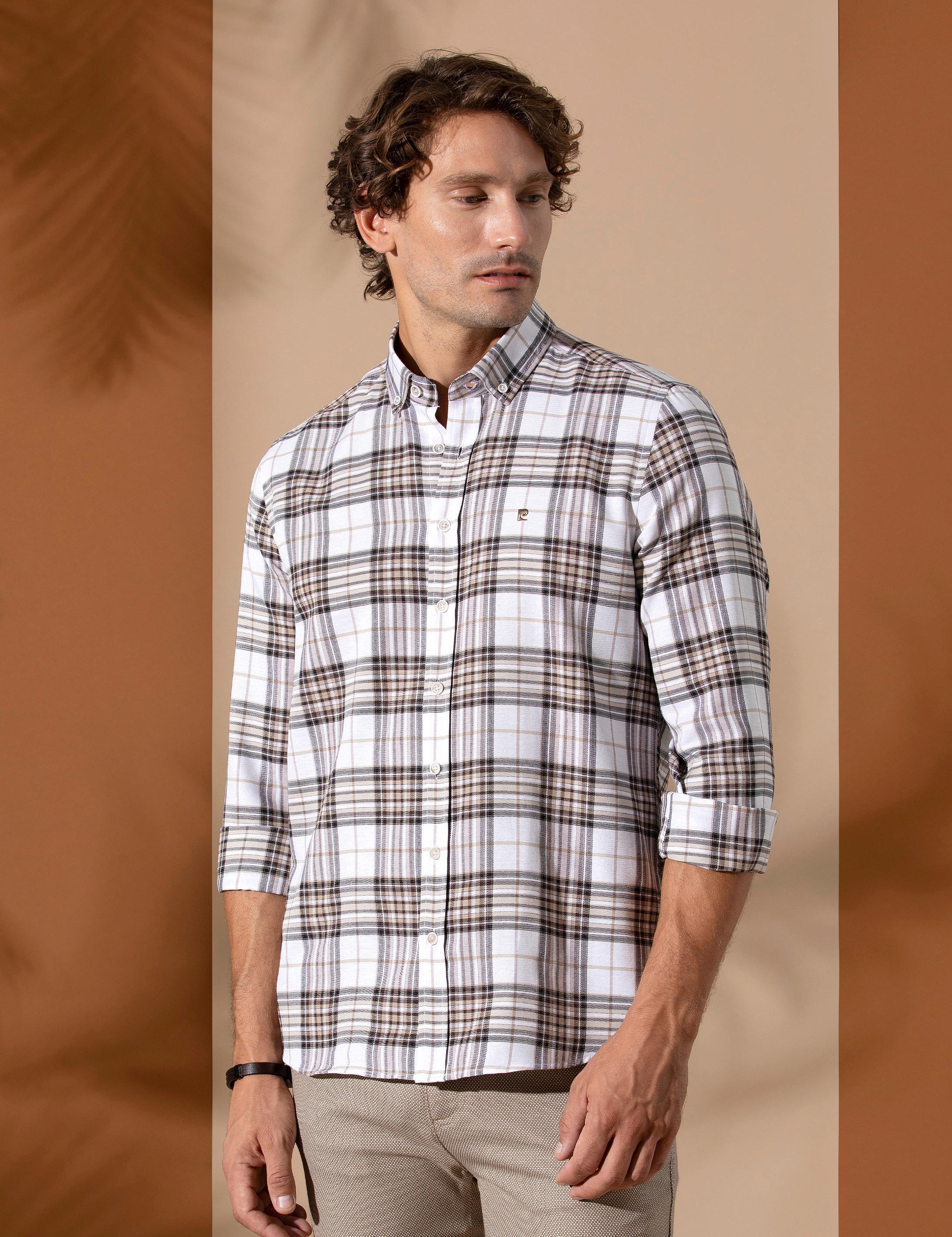 Kahverengi Slim Fit Uzun Kollu Gömlek