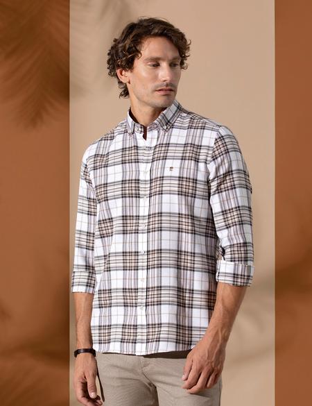 Kahverengi Slim Fit Uzun Kollu Gömlek - 50255295009