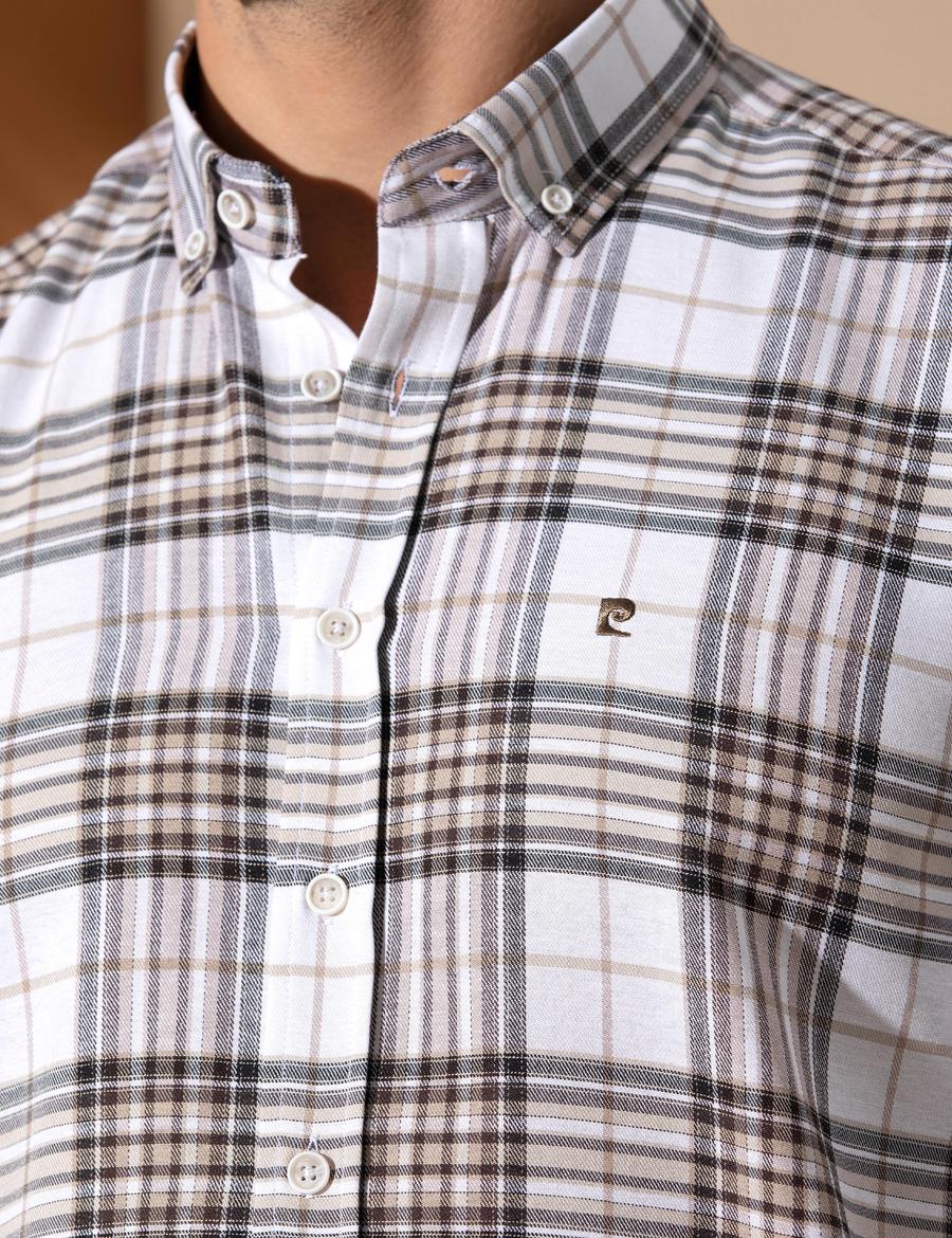 Kahverengi Slim Fit Uzun Kollu Gömlek