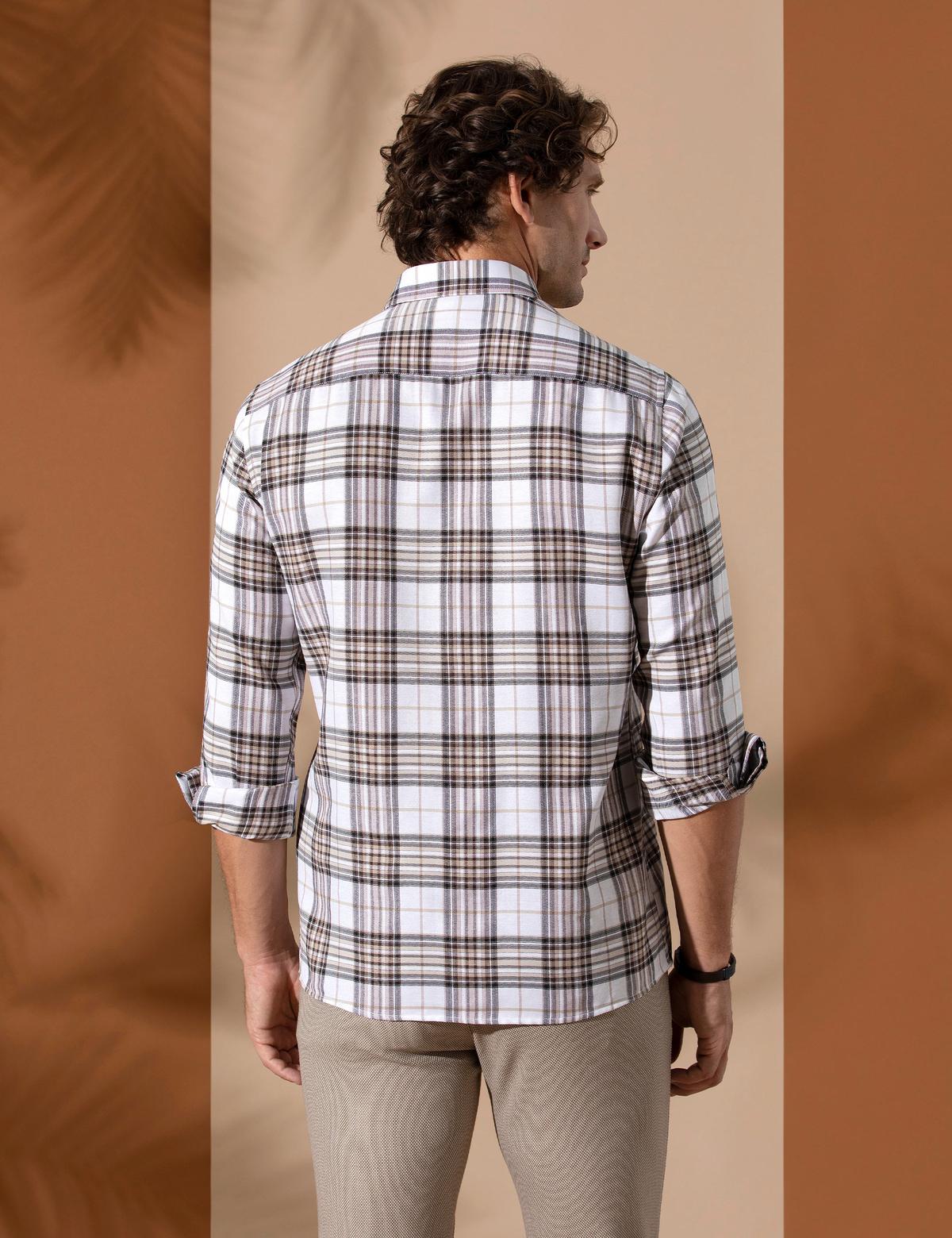 Kahverengi Slim Fit Uzun Kollu Gömlek - 50255295009