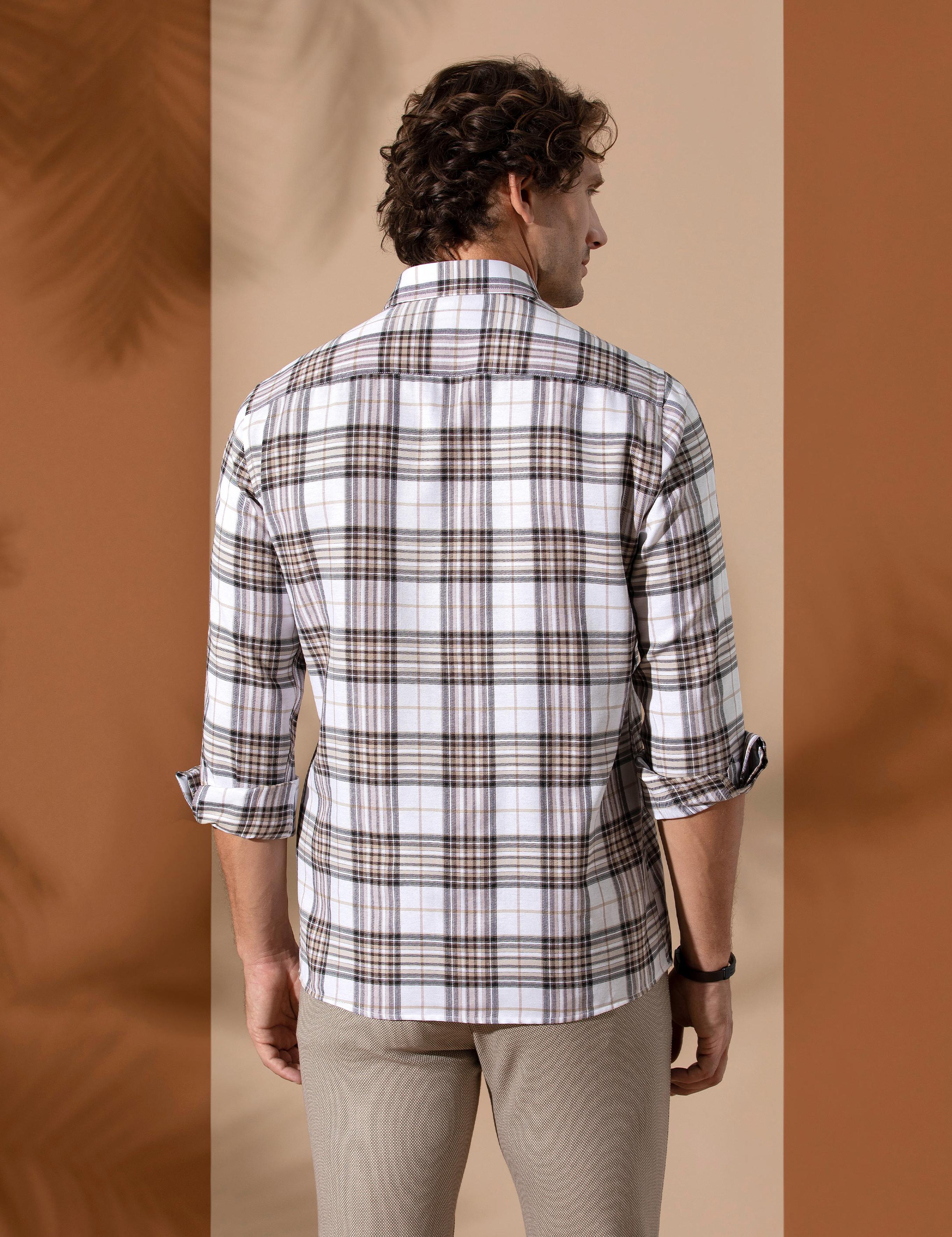 Kahverengi Slim Fit Uzun Kollu Gömlek