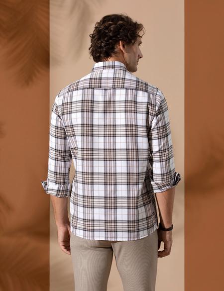 Kahverengi Slim Fit Uzun Kollu Gömlek - 50255295009