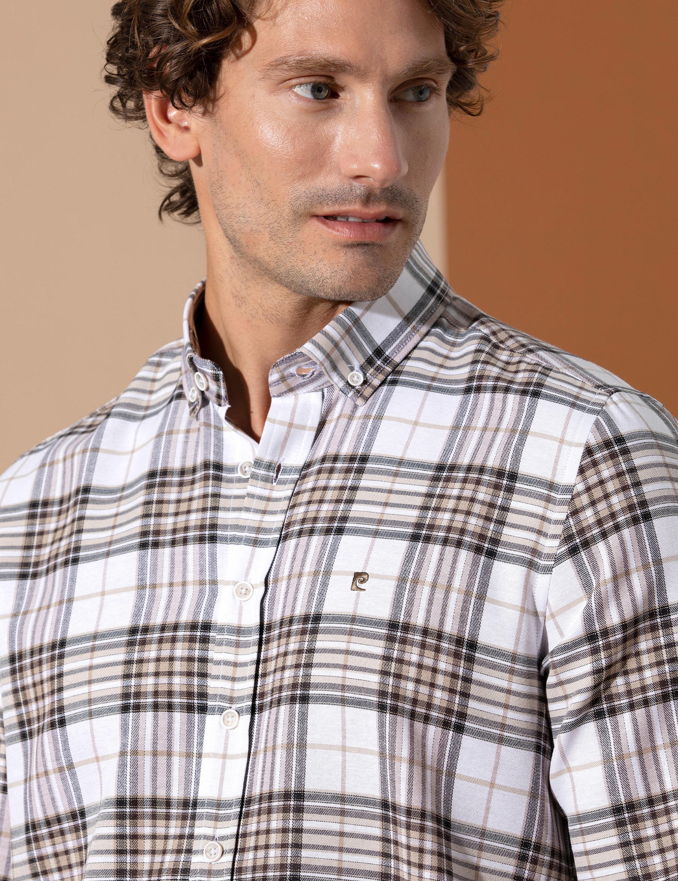 Kahverengi Slim Fit Uzun Kollu Gömlek