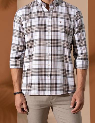 Kahverengi Slim Fit Uzun Kollu Gömlek