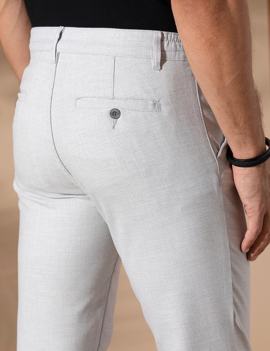 Gri Slim Fit Beli Lastikli Chino Pantolon