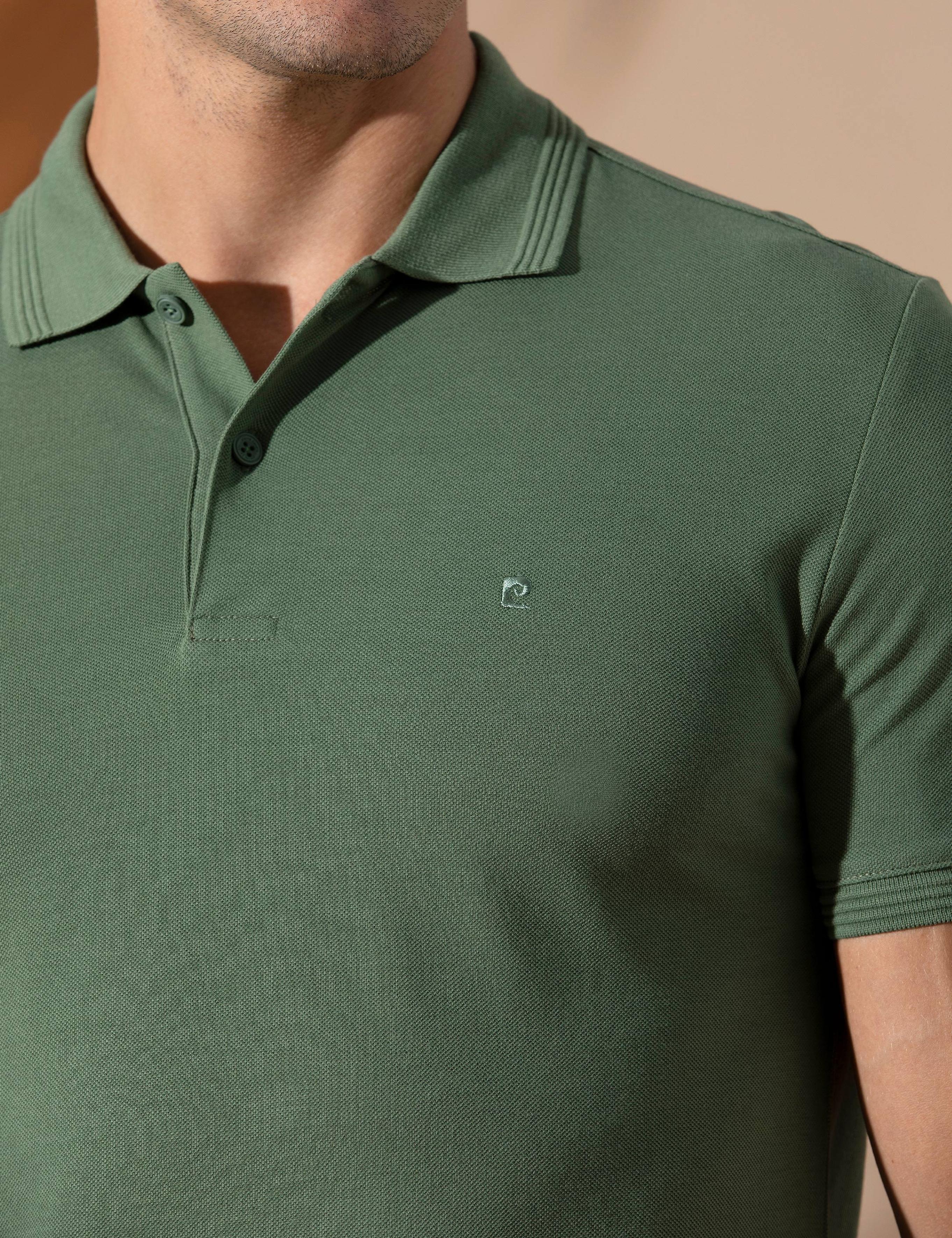 Haki Slim Fit Polo Yaka Basic Tişört