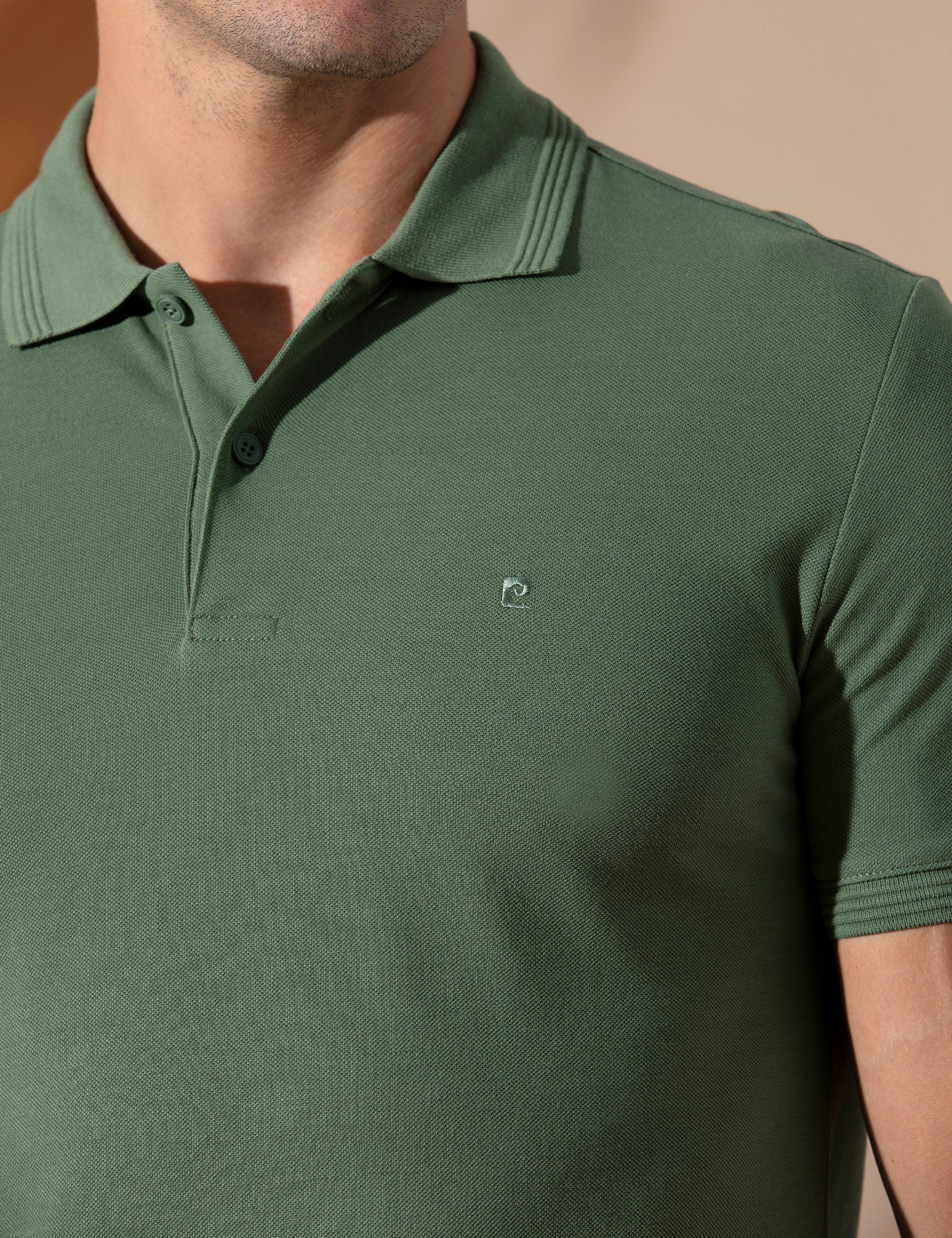 Haki Slim Fit %100 Pamuk Polo Yaka Basic Tişört