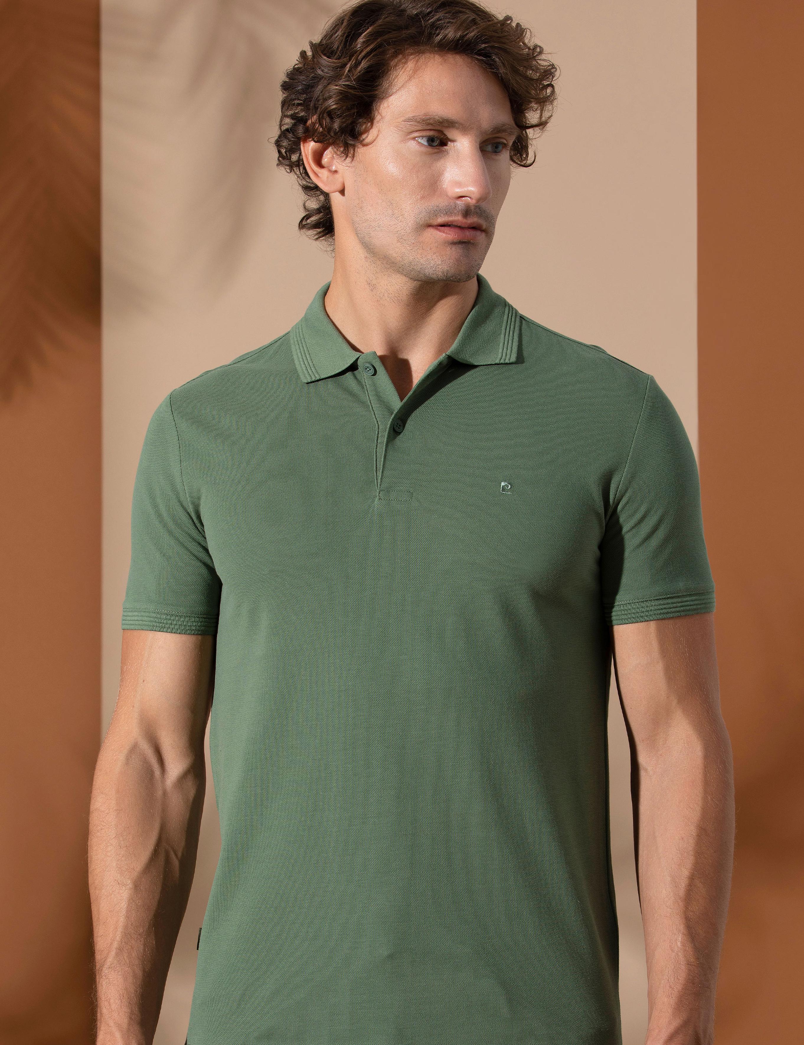 Haki Slim Fit Polo Yaka Basic Tişört