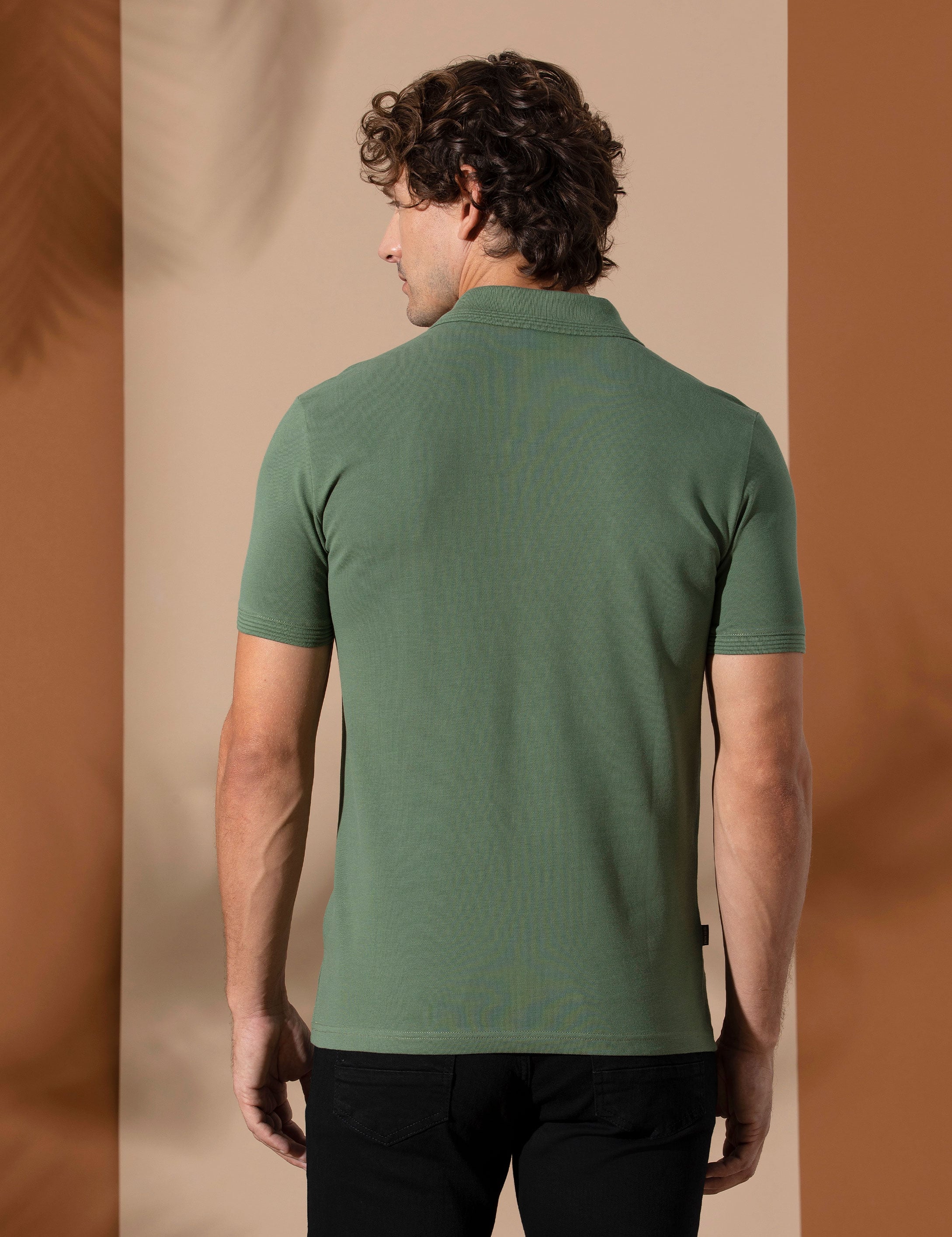 Haki Slim Fit %100 Pamuk Polo Yaka Basic Tişört