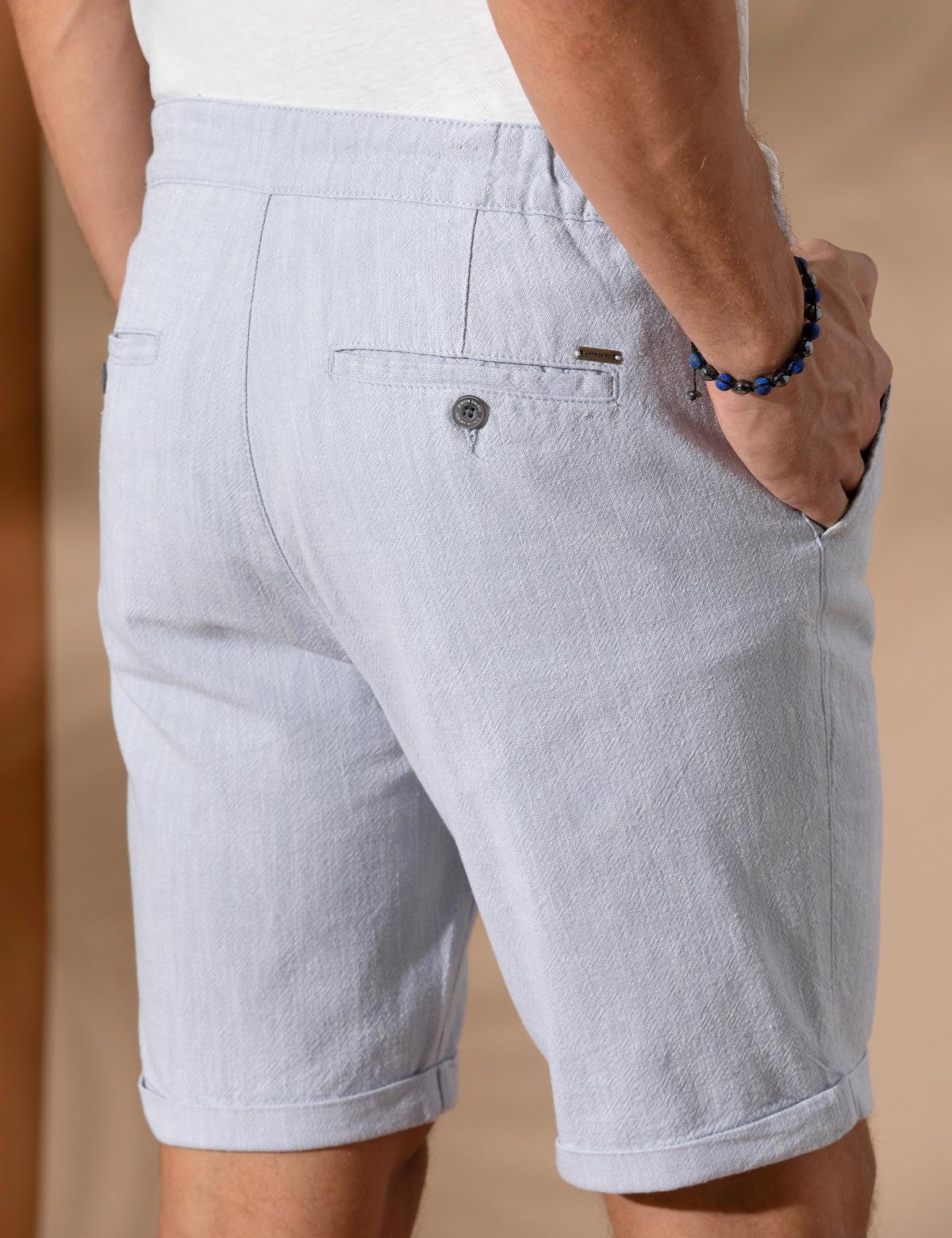 Açık Mavi Slim Fit Beli Lastikli Bermuda Şort - 50270741002