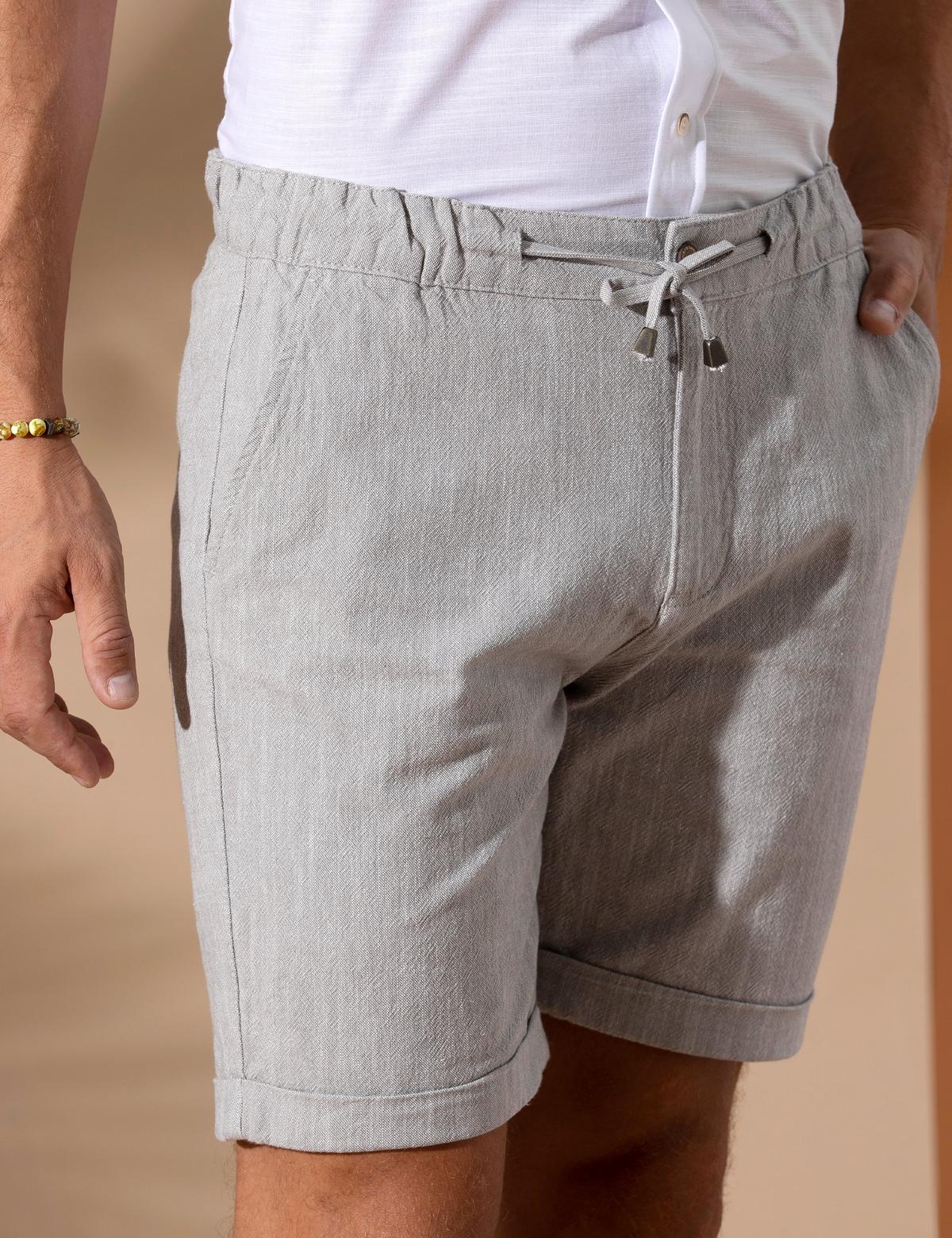 Koyu Bej Slim Fit Beli Lastikli Bermuda Şort - 50270741015