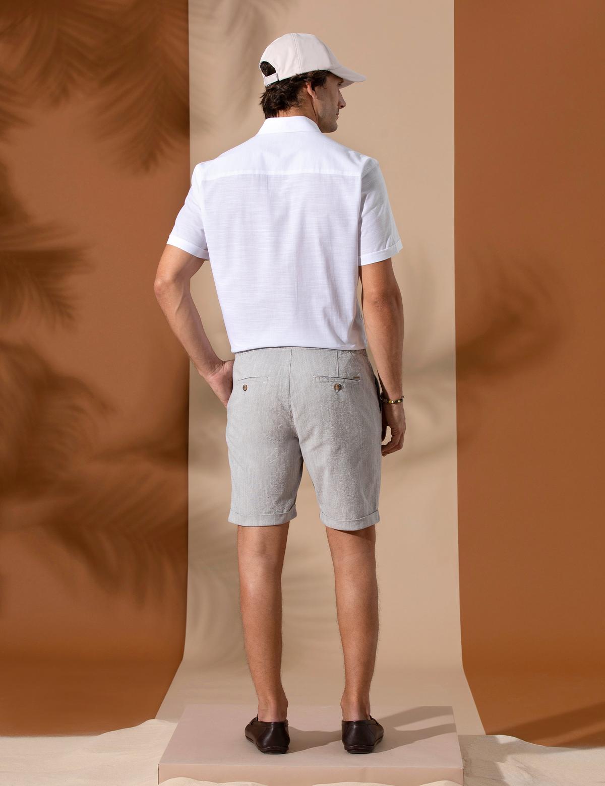 Koyu Bej Slim Fit Beli Lastikli Bermuda Şort - 50270741015