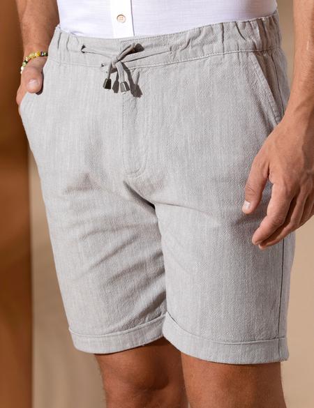 Koyu Bej Slim Fit Beli Lastikli Bermuda Şort - 50270741015