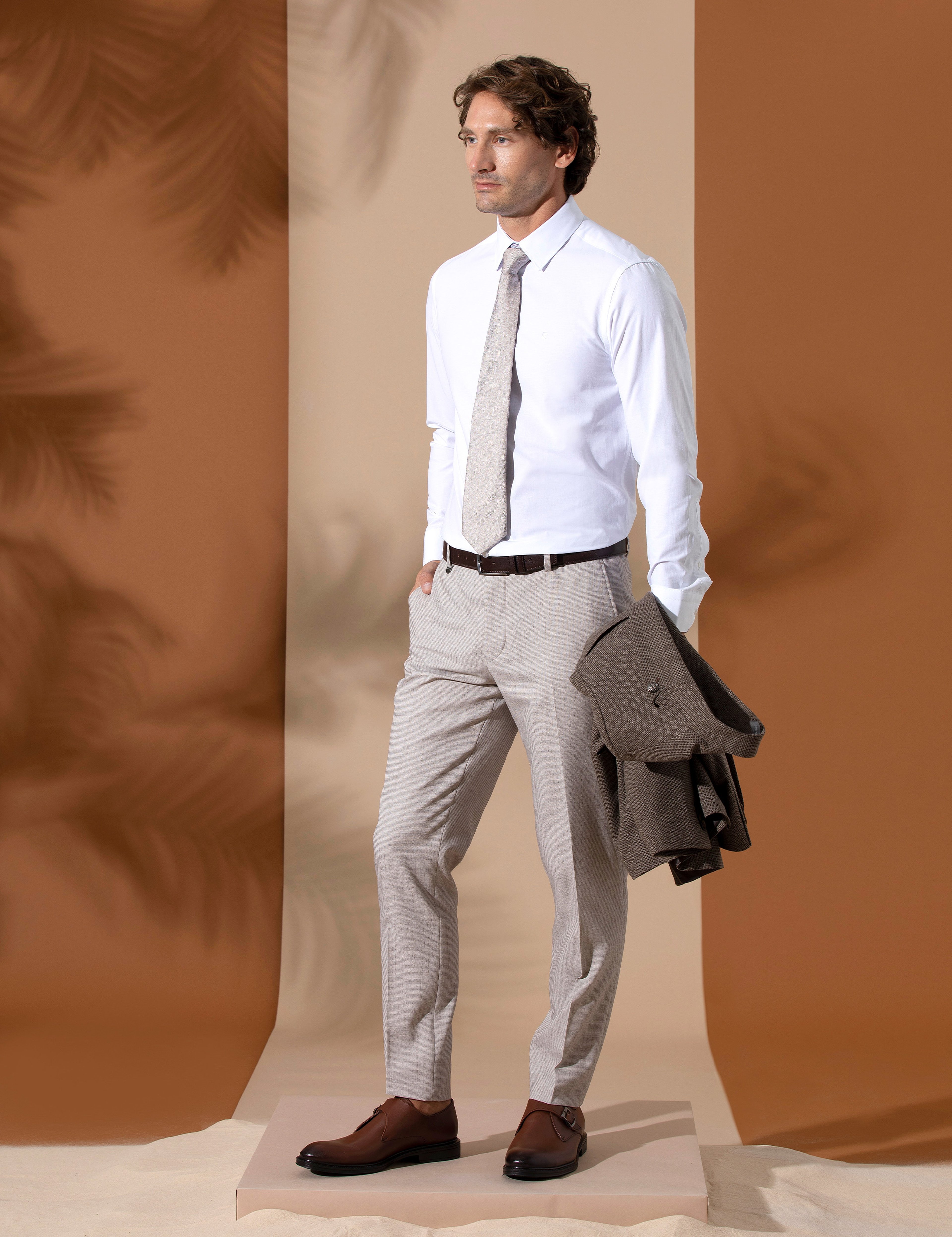 Açık Kahverengi Ex. Slim Fit Kumaş Pantolon - Image 3