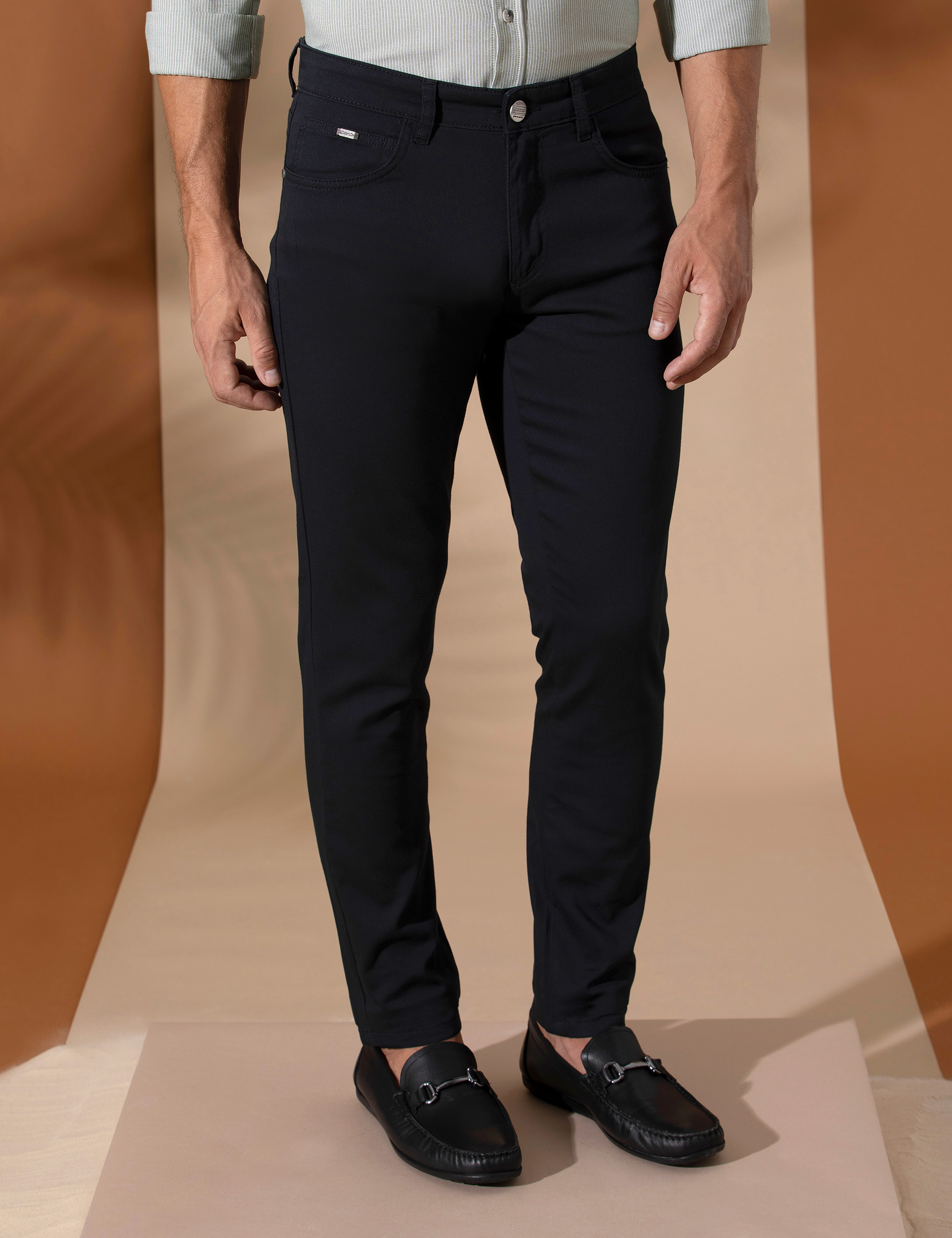 Siyah Slim Fit 5 Cep Chino Pantolon - Image 2