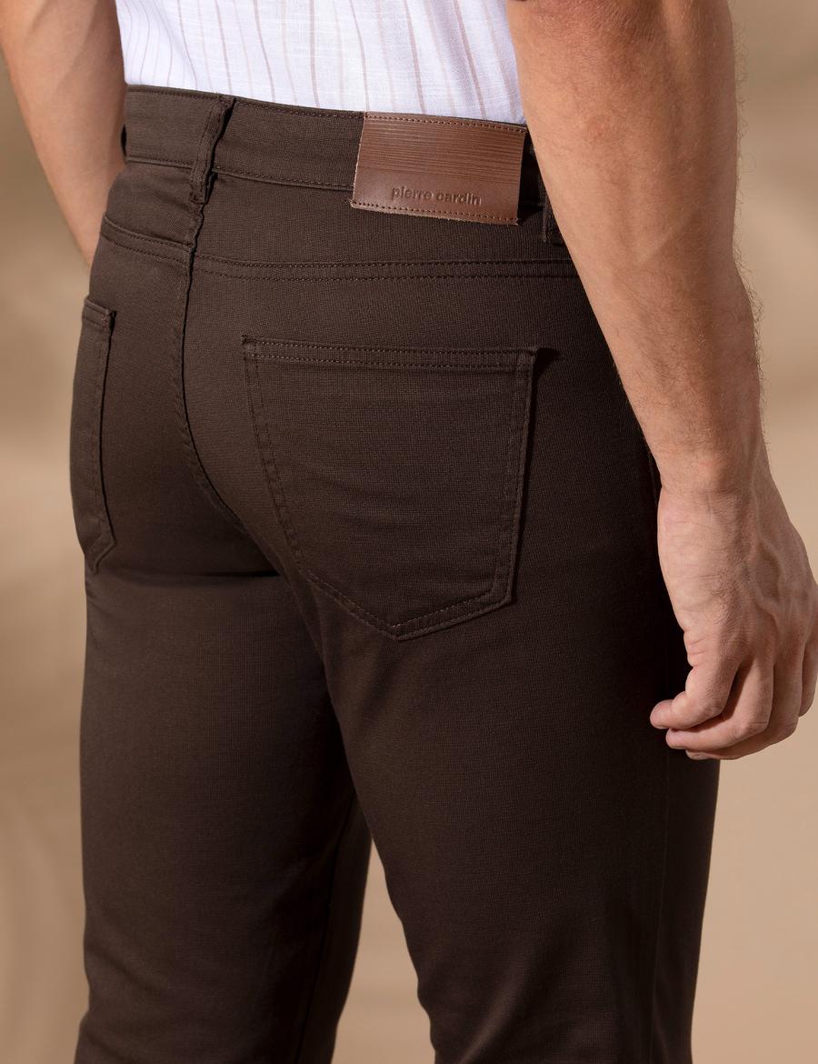 Kahverengi Slim Fit 5 Cep Chino Pantolon