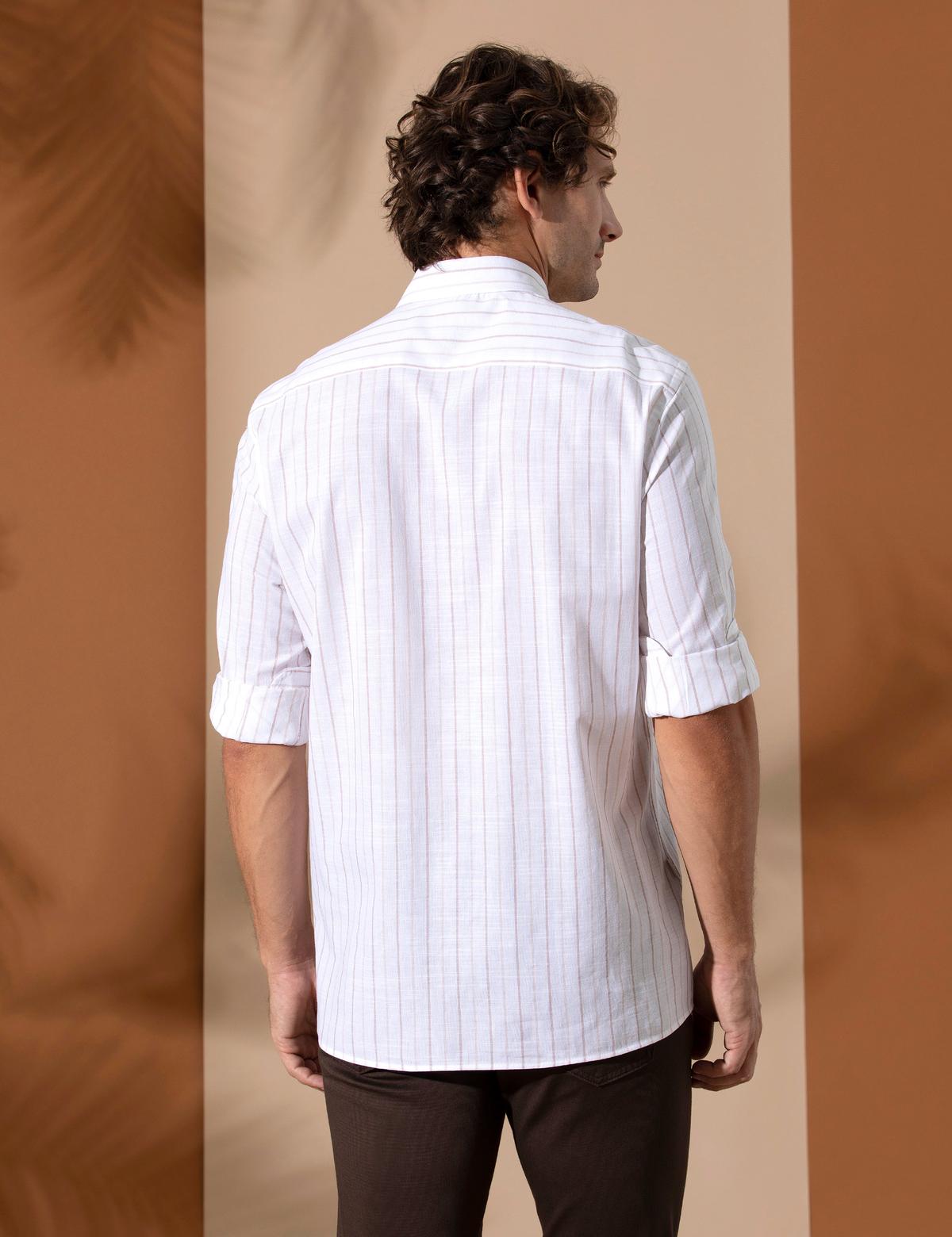 Bej Regular Fit Uzun Kollu Gömlek - 50272265002