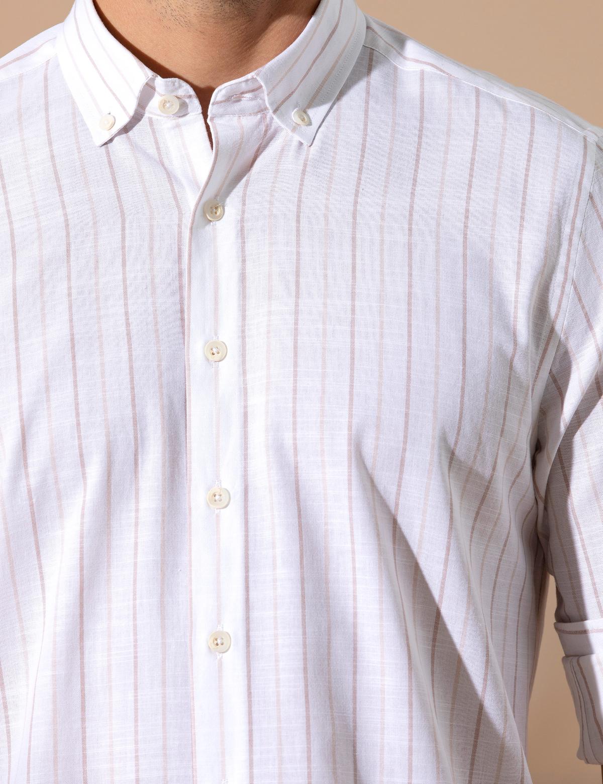 Bej Regular Fit Uzun Kollu Gömlek - 50272265002