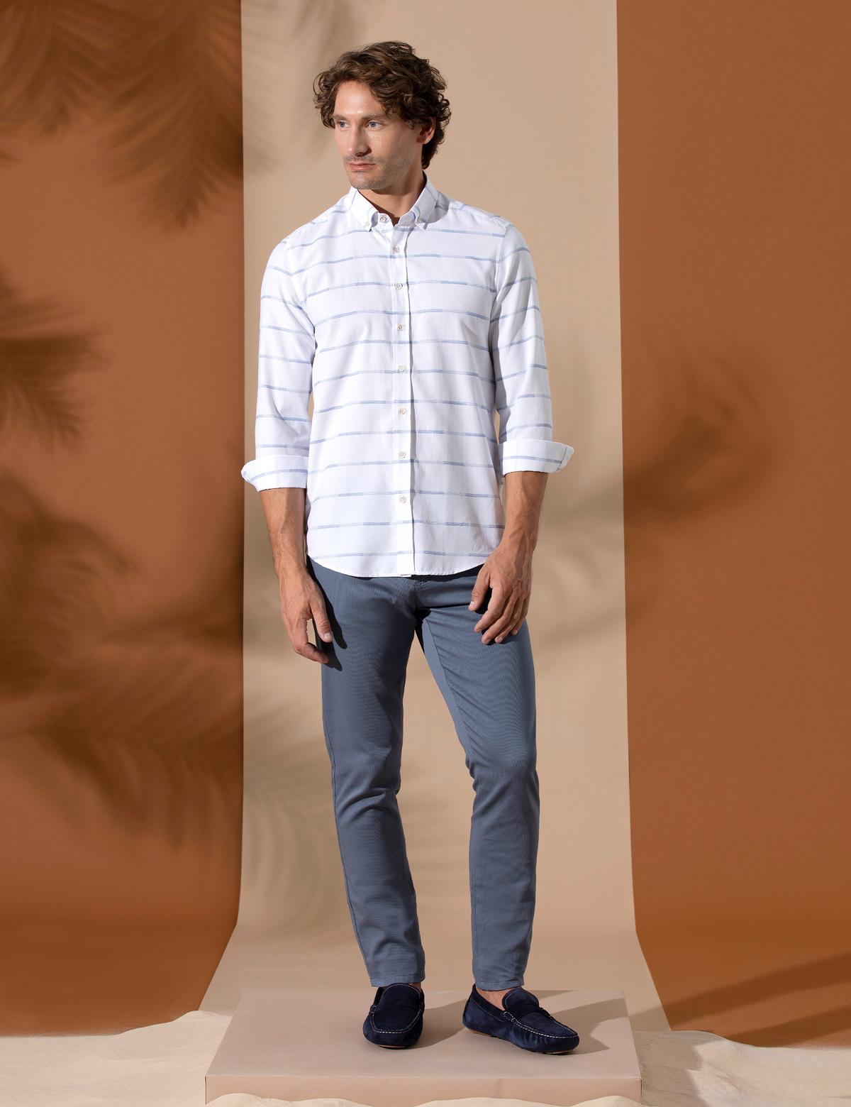 Mavi Slim Fit Uzun Kollu Gömlek