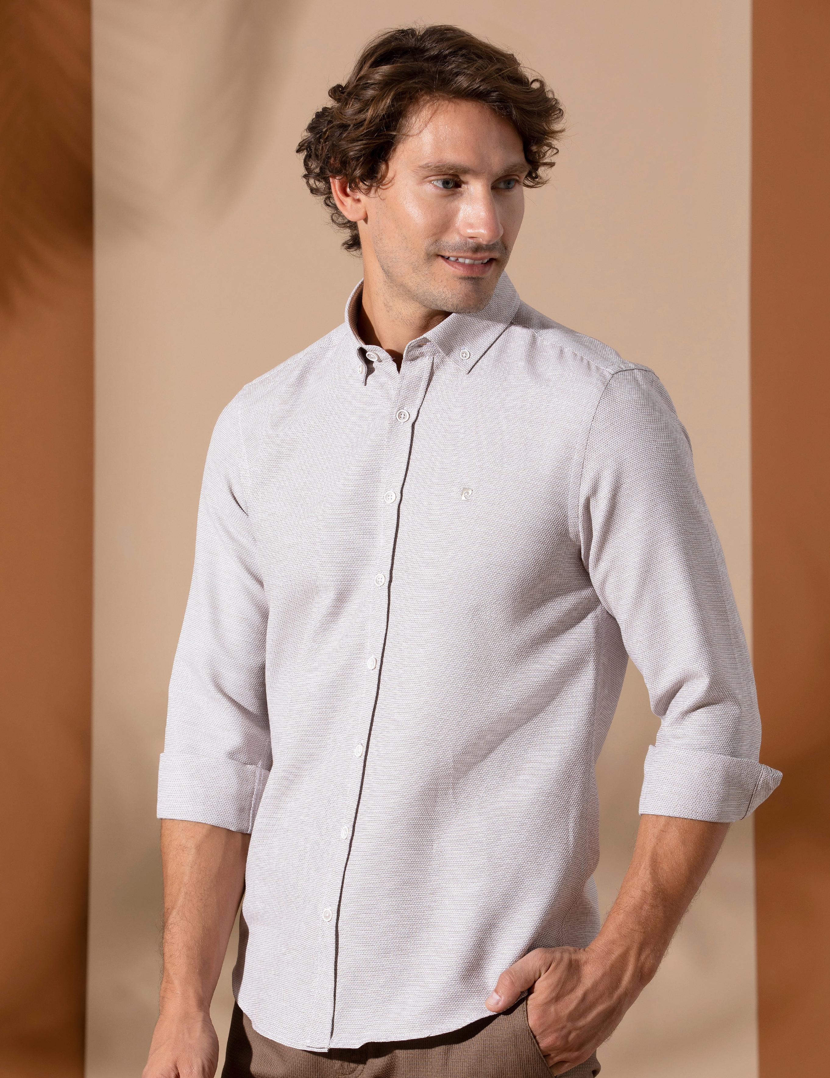 Kahverengi Slim Fit Uzun Kollu Gömlek