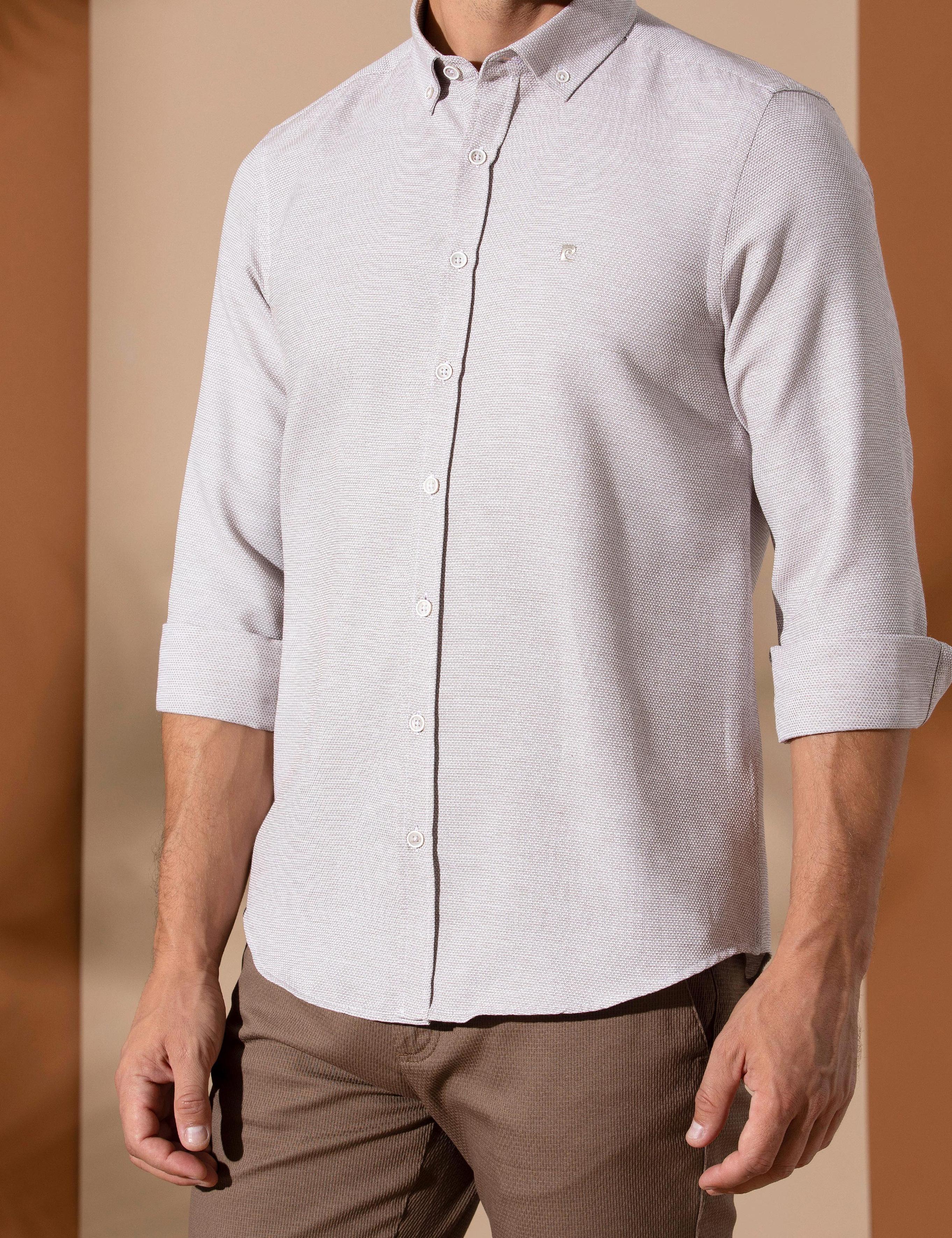 Kahverengi Slim Fit Uzun Kollu Gömlek