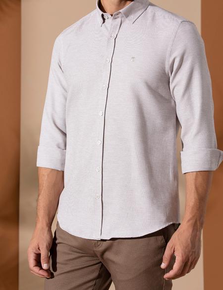 Kahverengi Slim Fit Uzun Kollu Gömlek - 50272318072