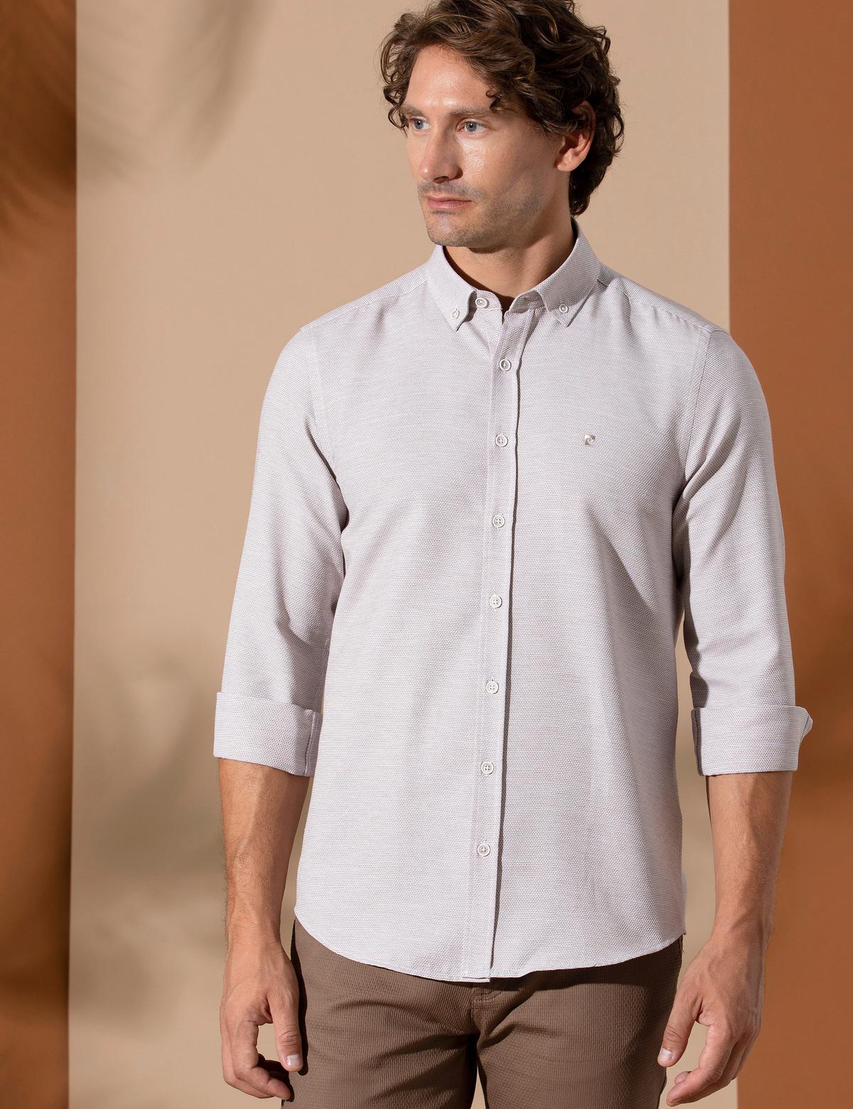 Kahverengi Slim Fit Uzun Kollu Gömlek - 50272318072