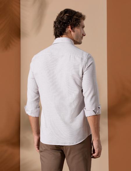 Kahverengi Slim Fit Uzun Kollu Gömlek - 50272318072