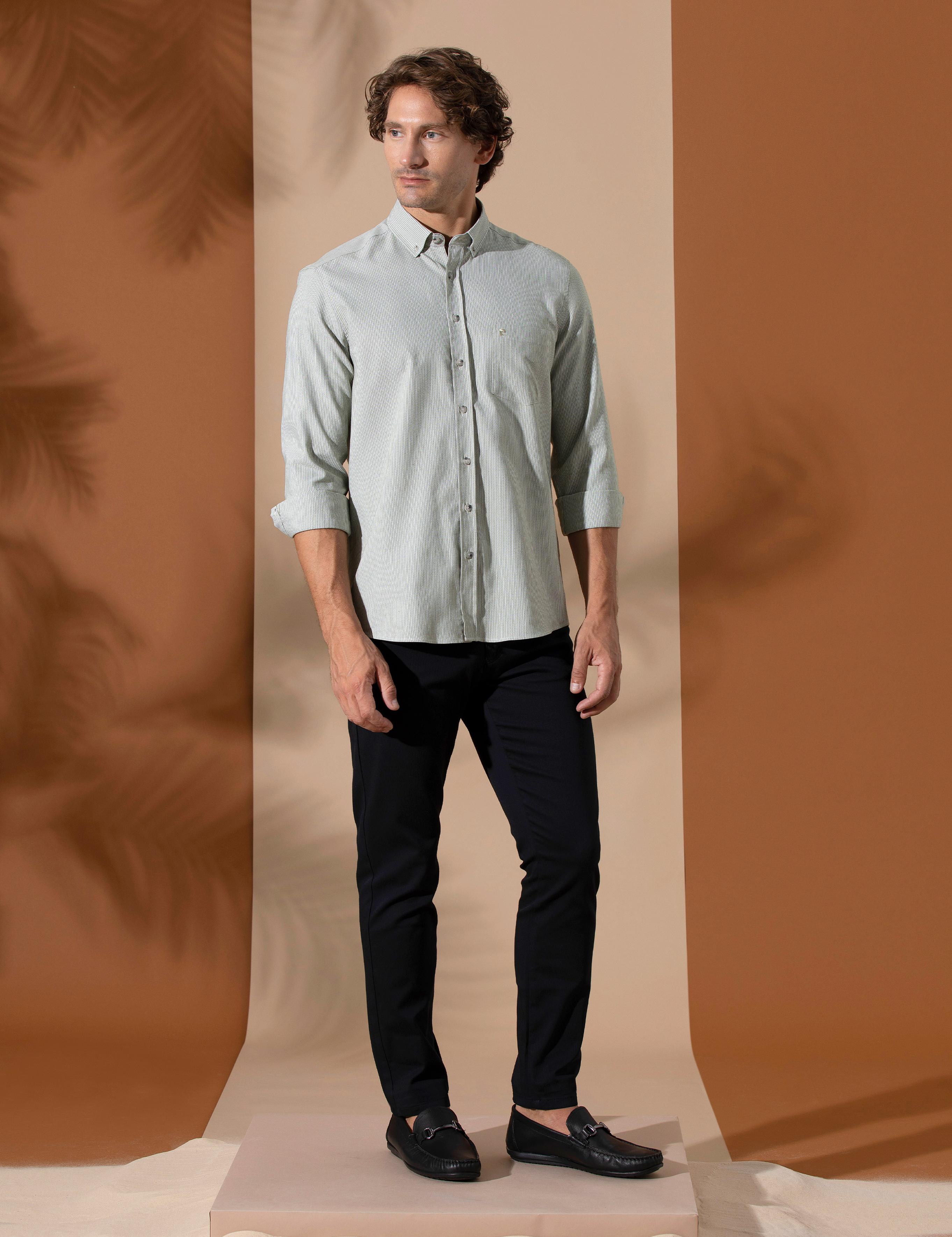 Haki Regular Fit Uzun Kollu Gömlek