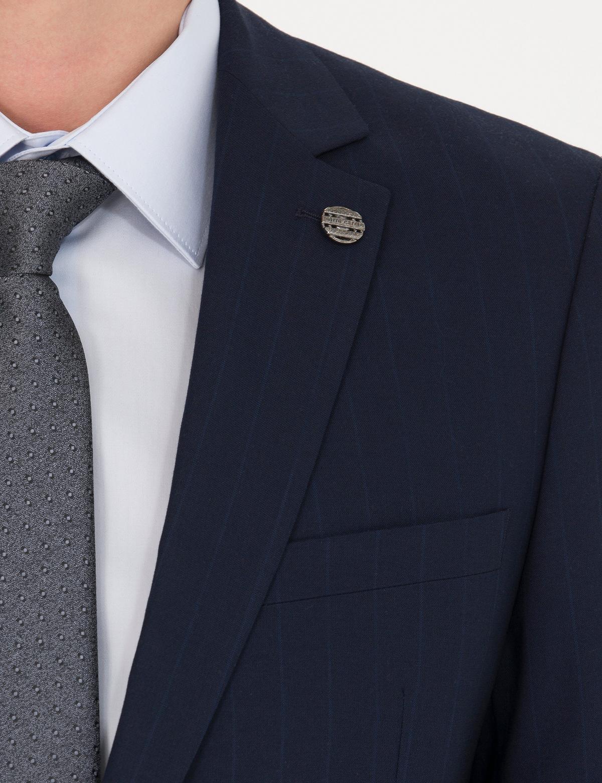 Lacivert Slim Fit Çizgili Takım Elbise - 50277344083