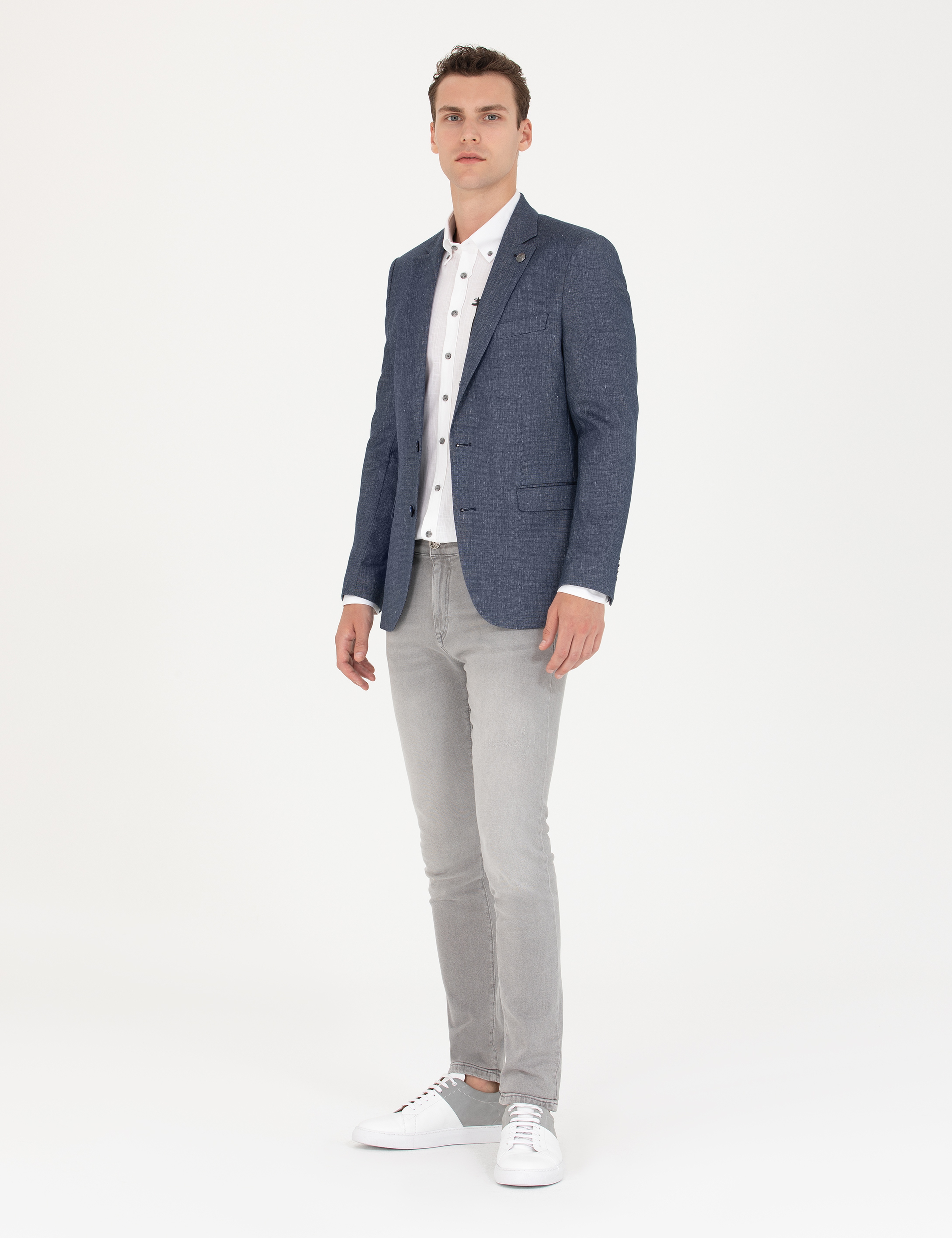 Açık Lacivert Slim Fit Ceket - Image 4