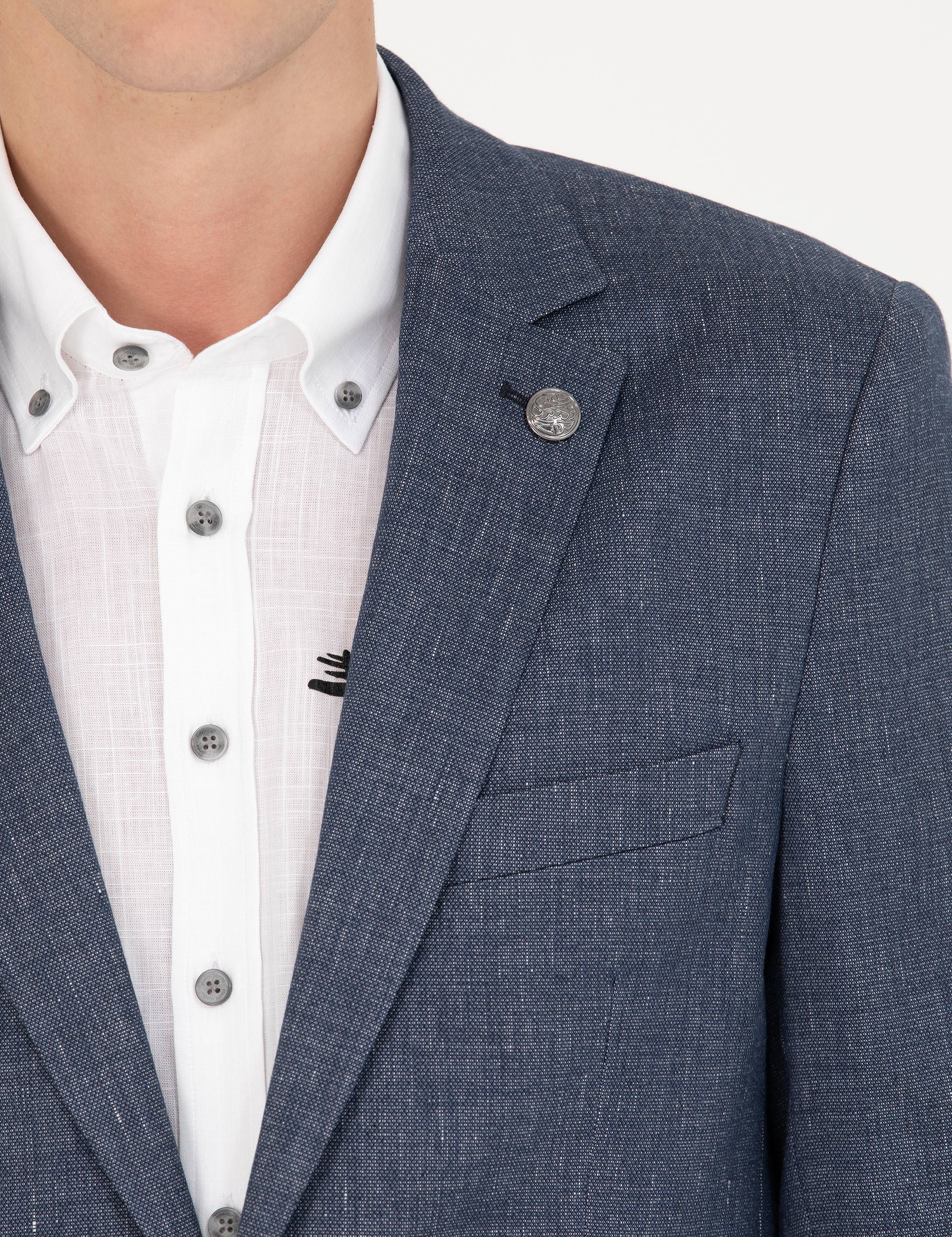 Açık Lacivert Slim Fit Ceket - Image 7