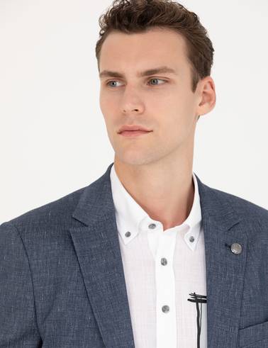 Açık Lacivert Slim Fit Ceket