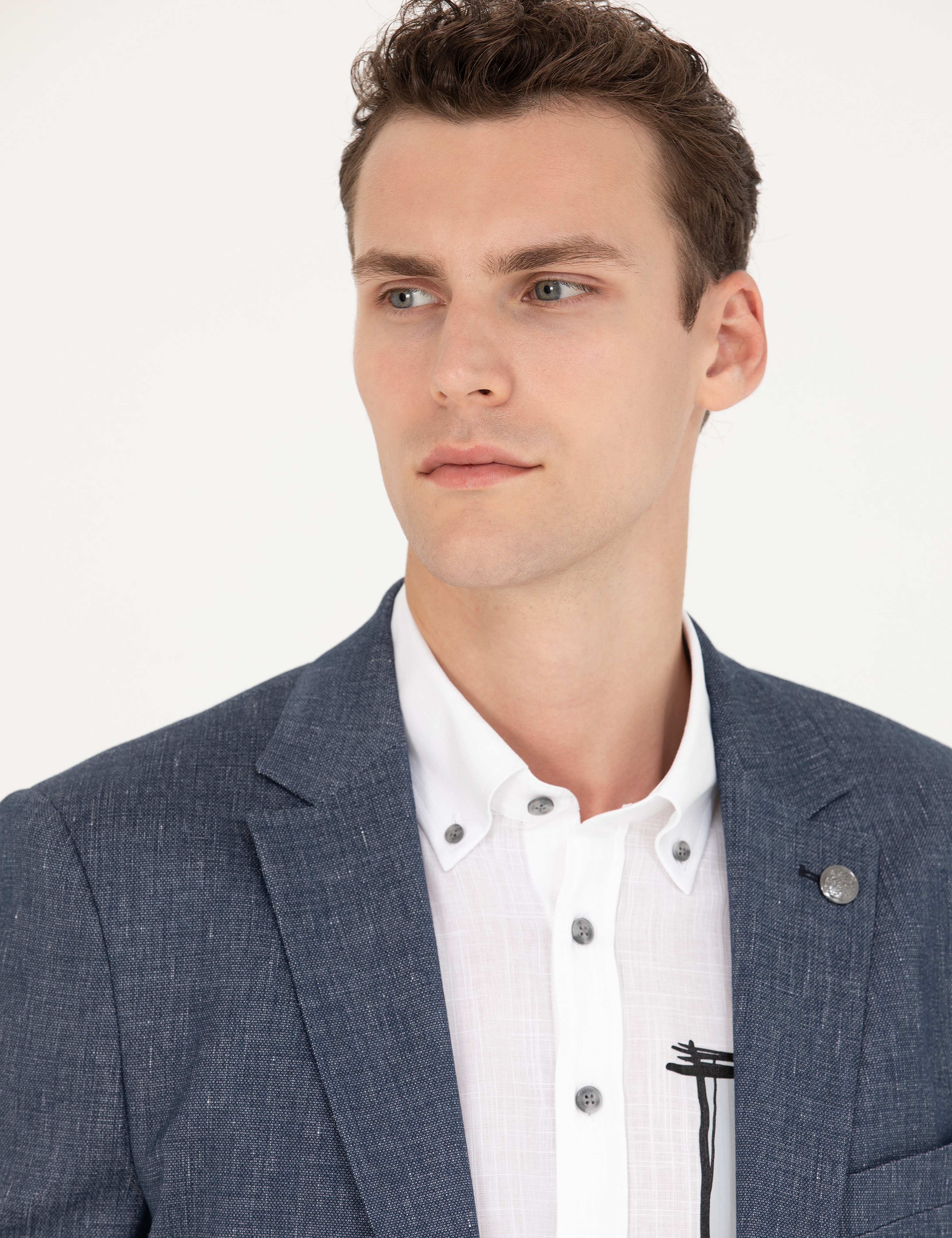 Açık Lacivert Slim Fit Ceket - Image 2
