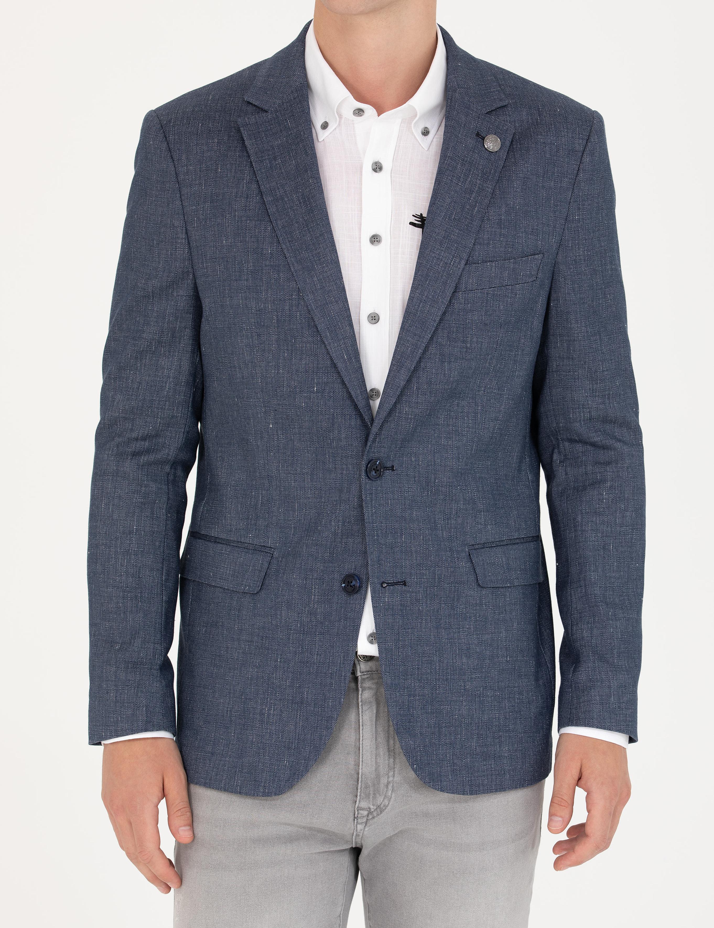 Açık Lacivert Slim Fit Ceket