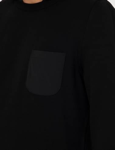 Siyah Slim Fit Kapüşonlu Triko Kazak