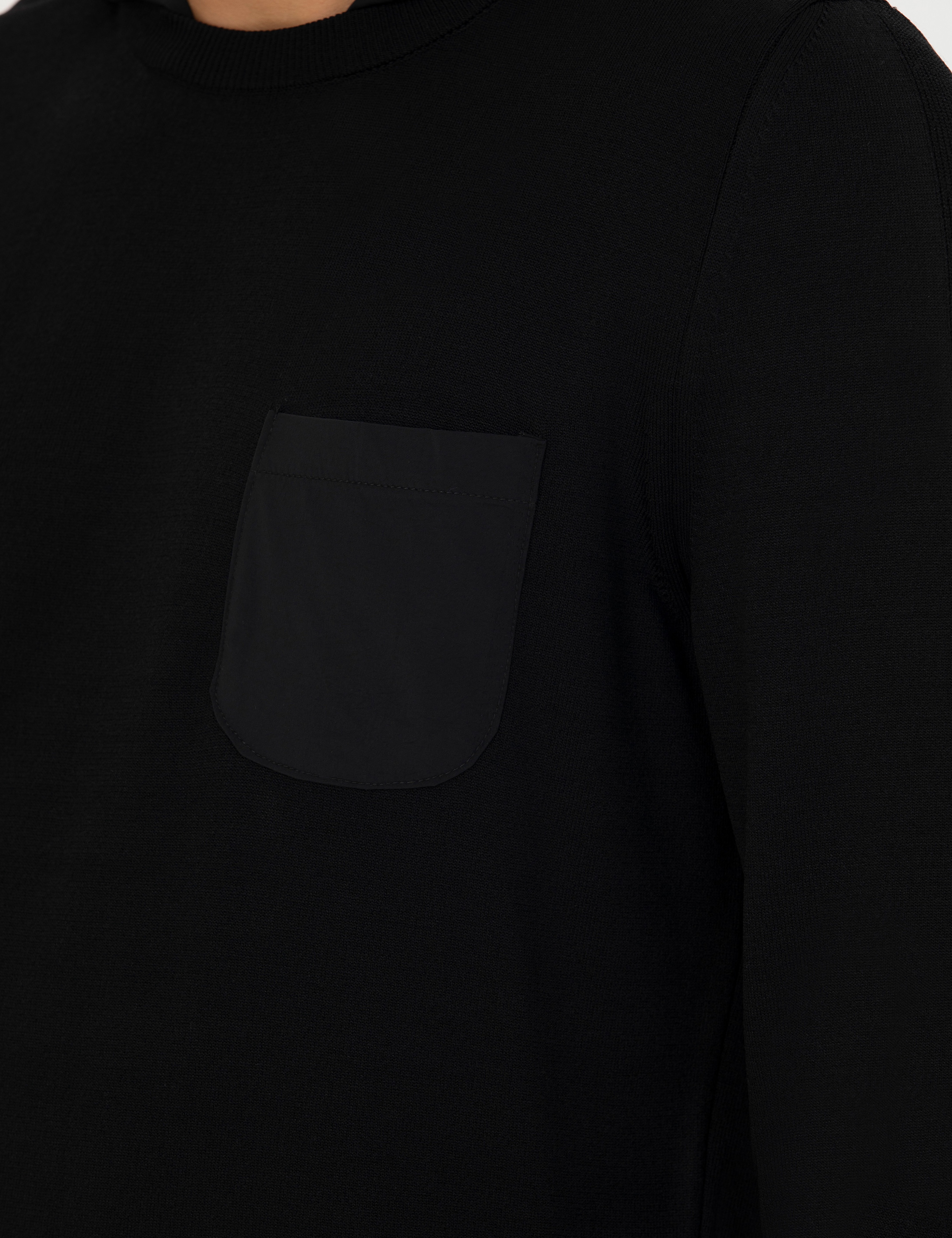 Siyah Slim Fit Kapüşonlu Triko Kazak